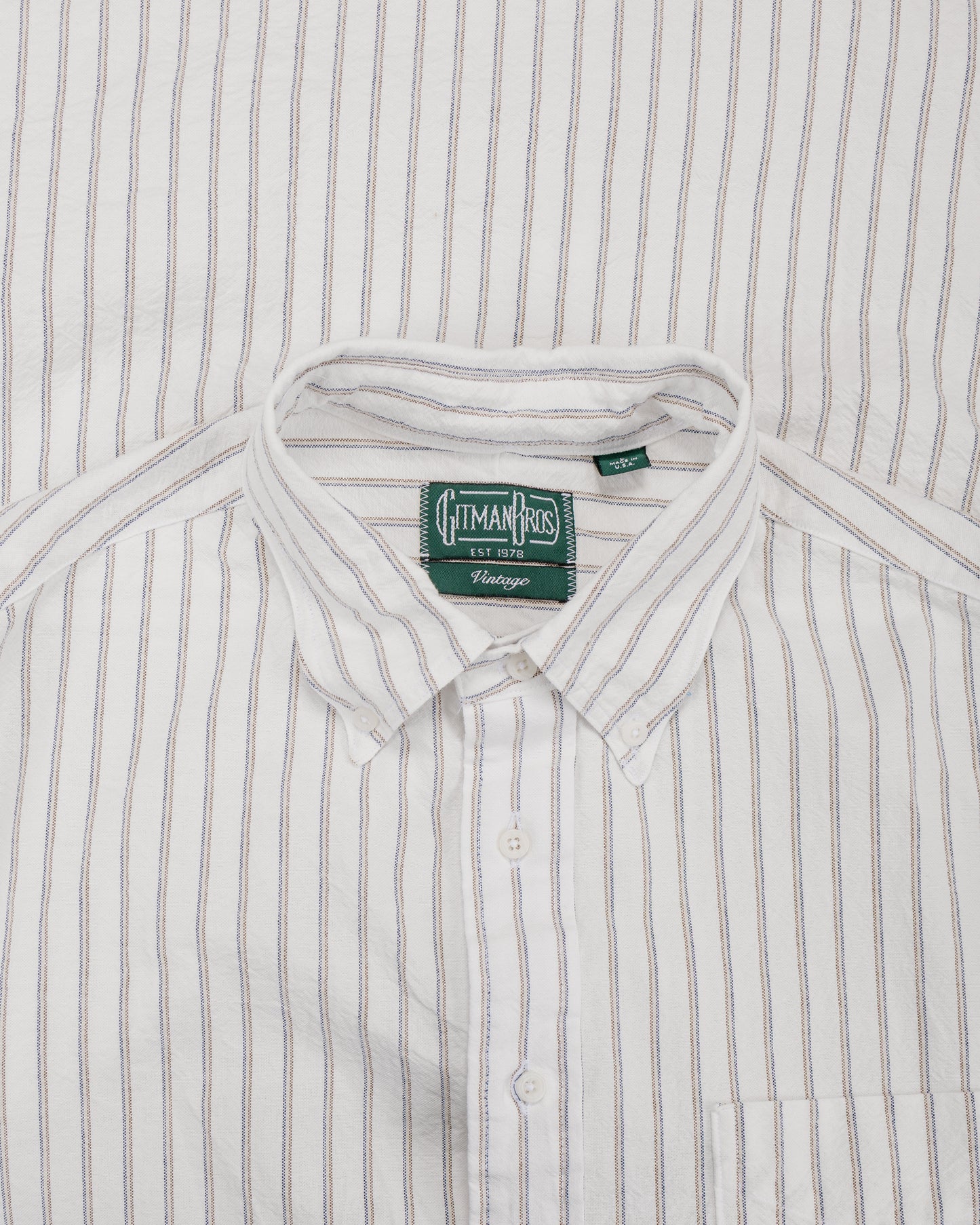 Gitman Vintage Bros. White Japanese Striped Oxford