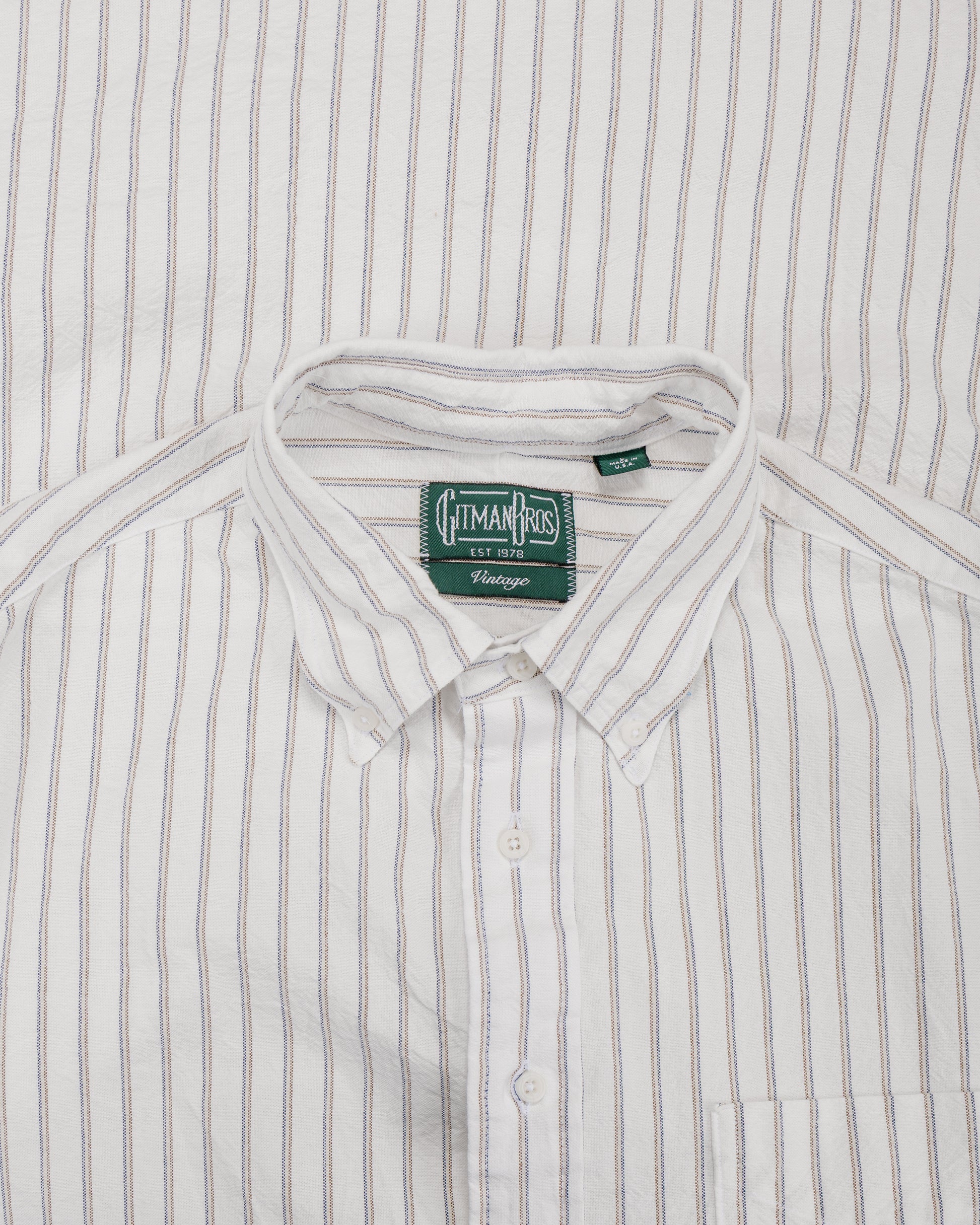 Gitman Vintage Bros. White Japanese Striped Oxford