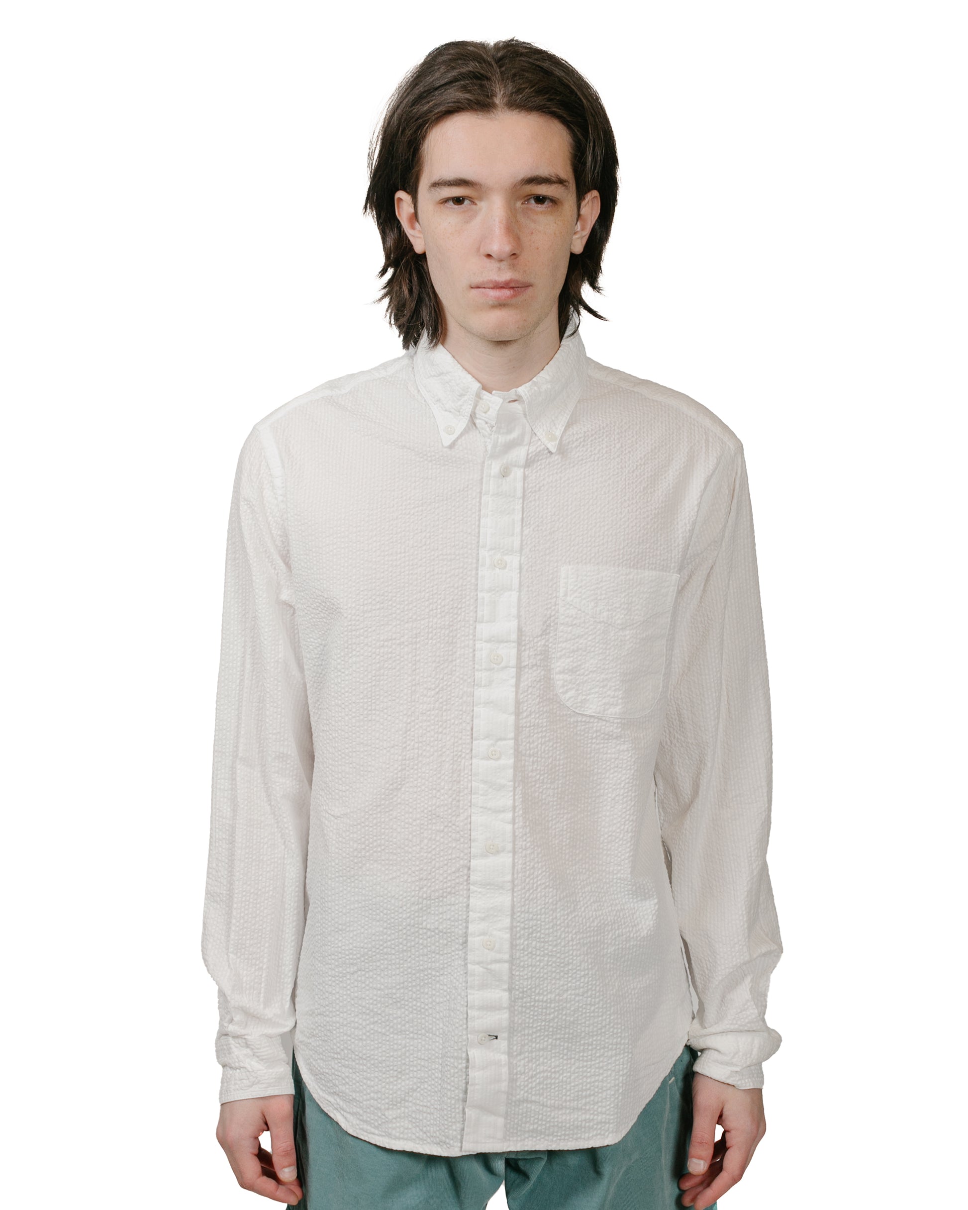 Gitman Vintage Bros. White Seersucker Shirt model front