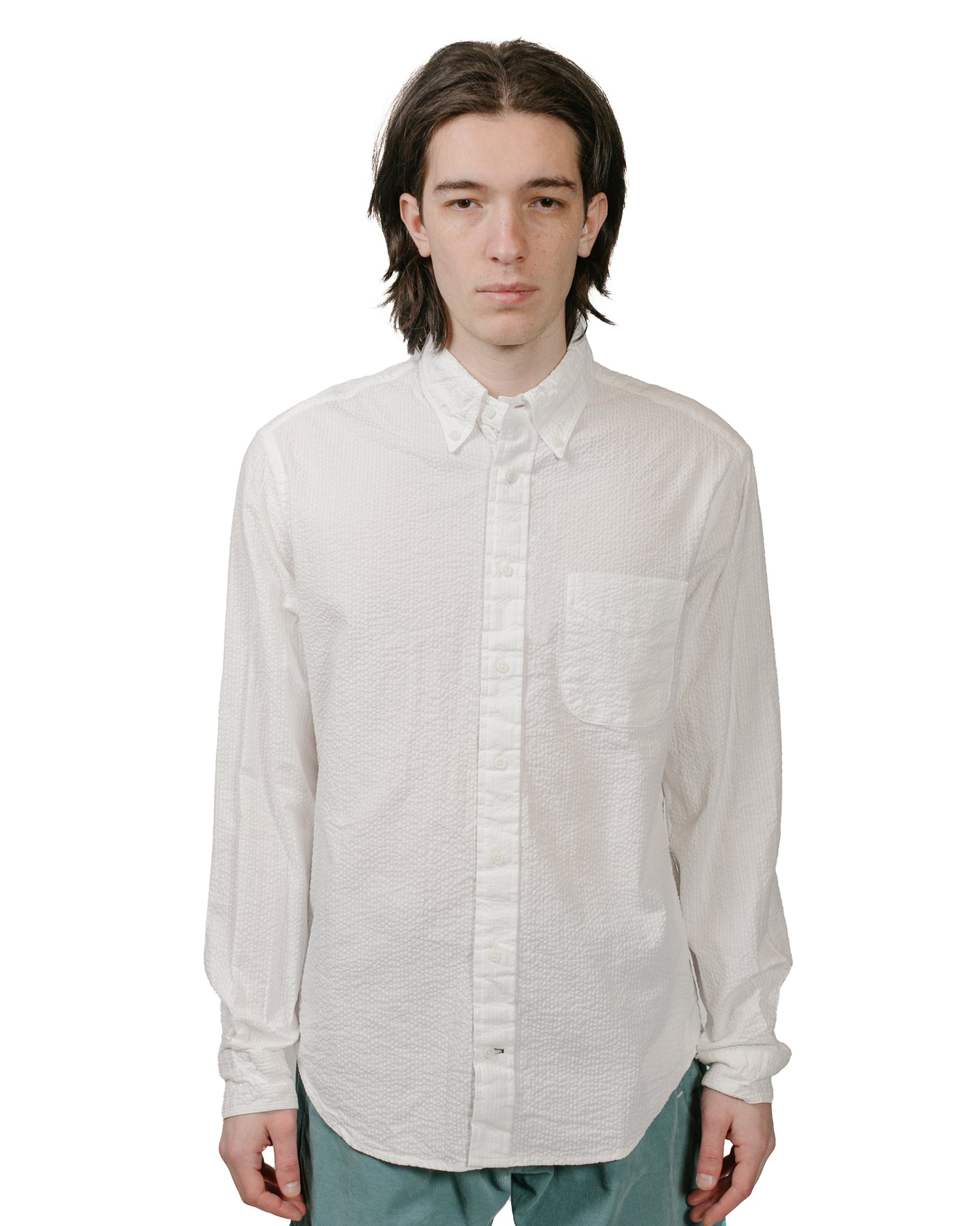 Gitman Vintage Bros. White Seersucker Shirt model front