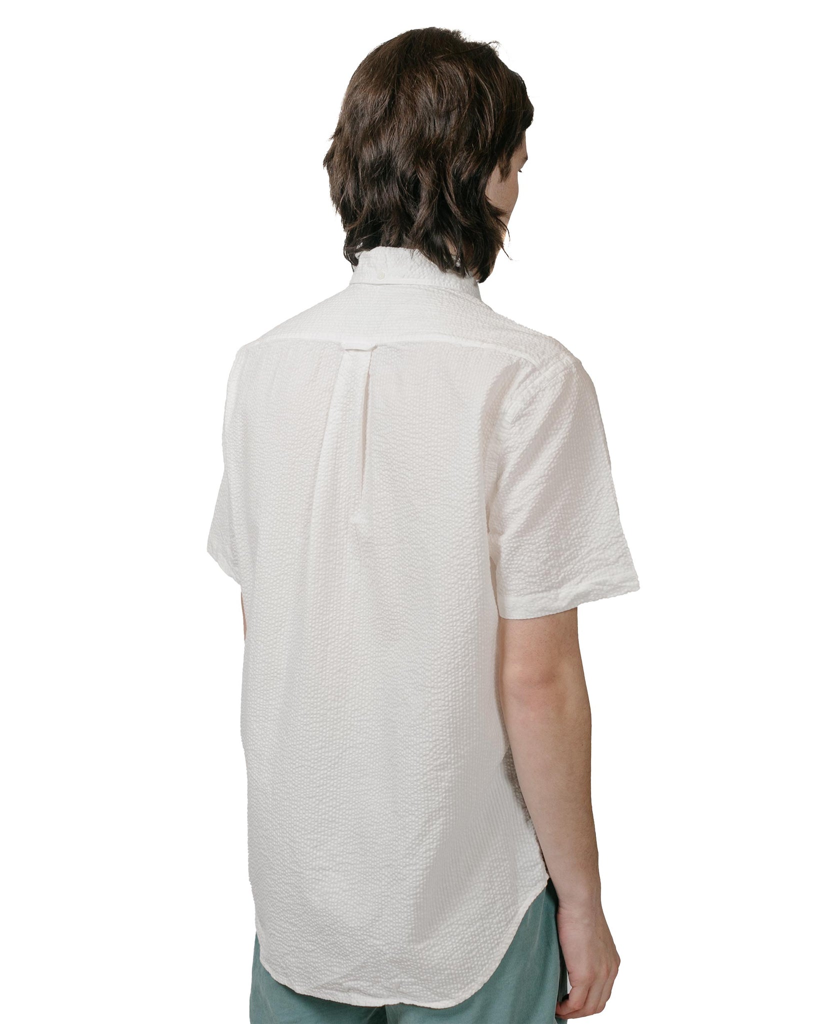 Gitman Vintage Bros. White Seersucker Short Sleeve Shirt model back
