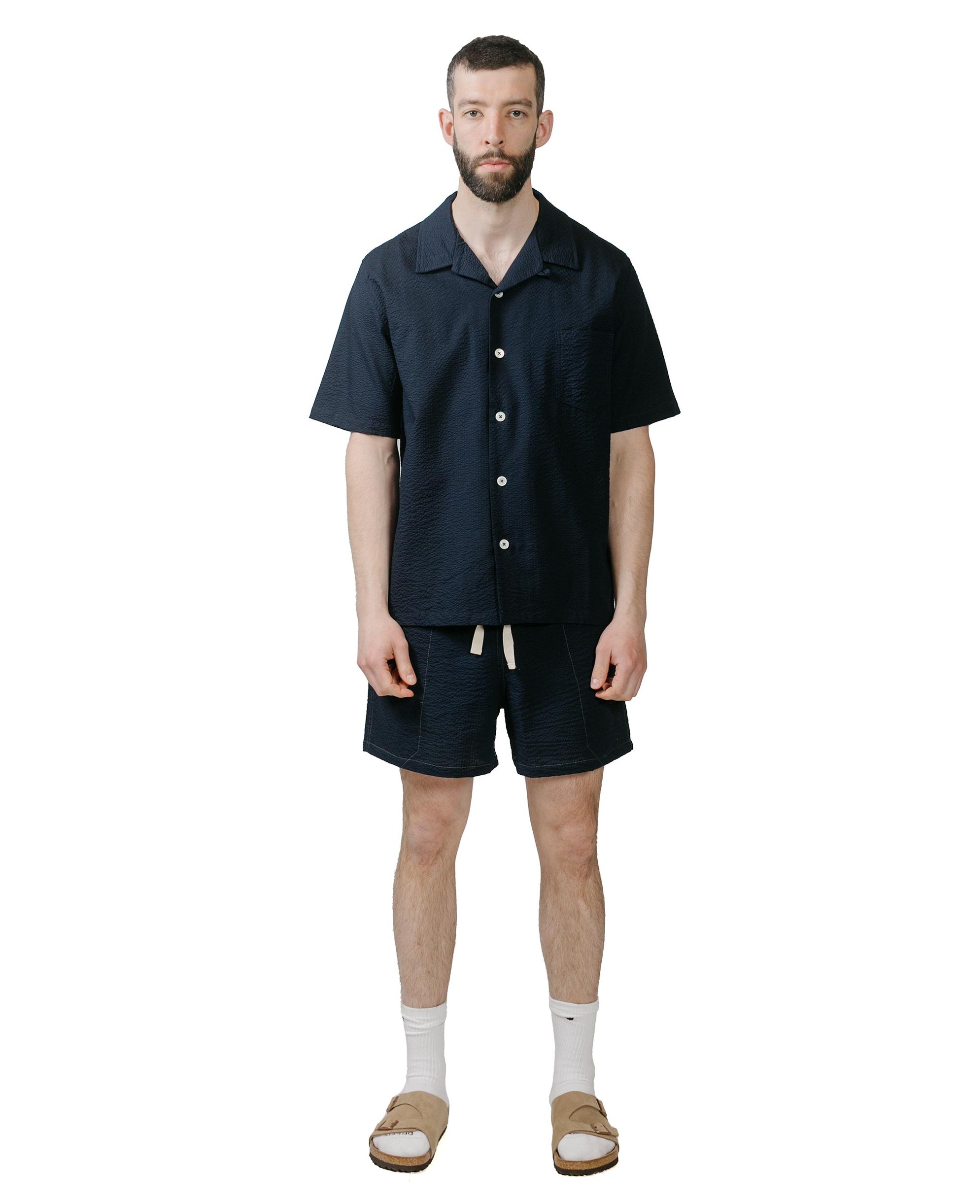 Howlin' Cocktail Shirt Navy Japanese Seersucker model full