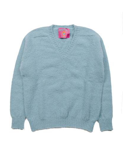 Howlin' Shaggy Bear V Neck Soft Blue