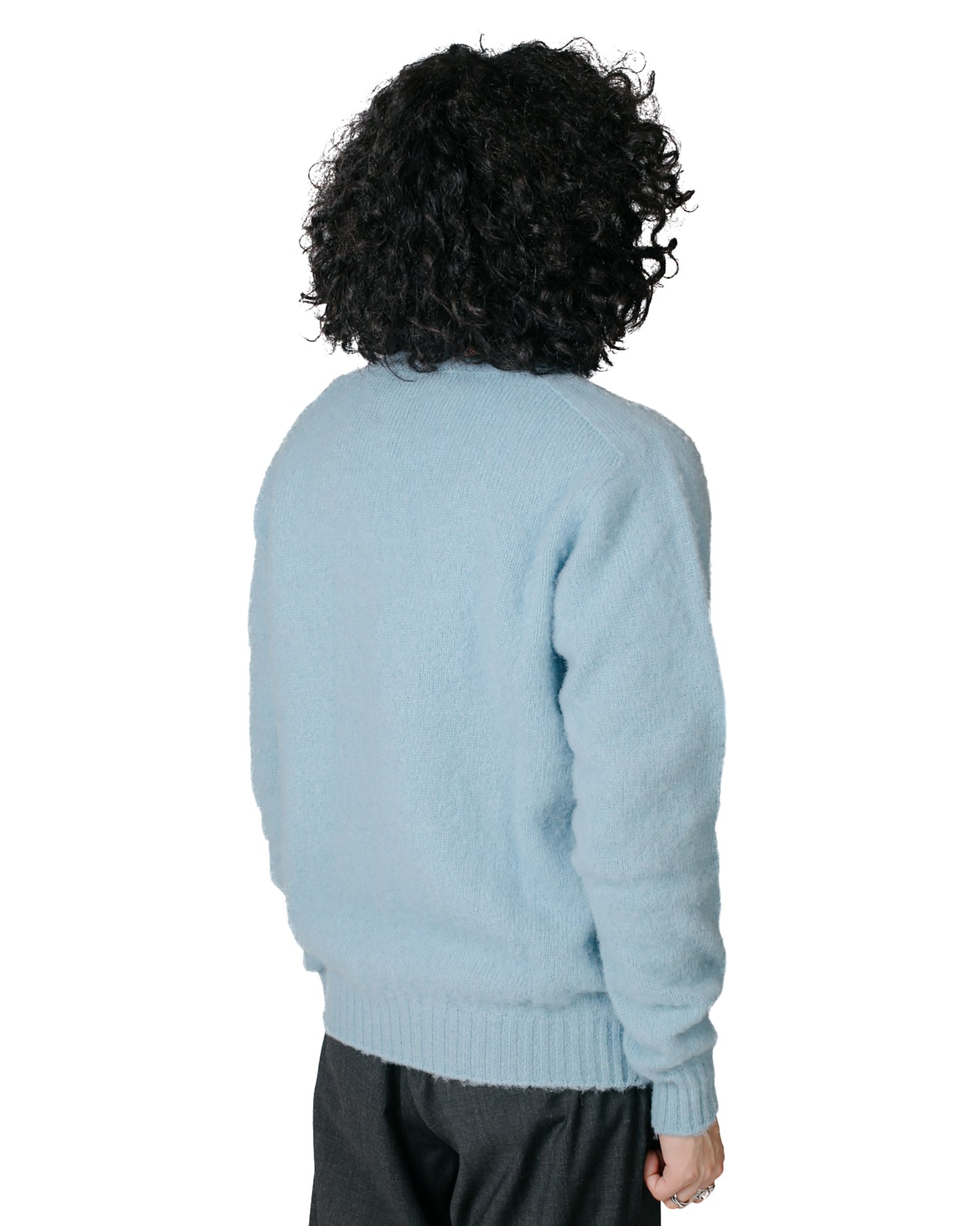 Howlin' Shaggy Bear V Neck Soft Blue Model Back