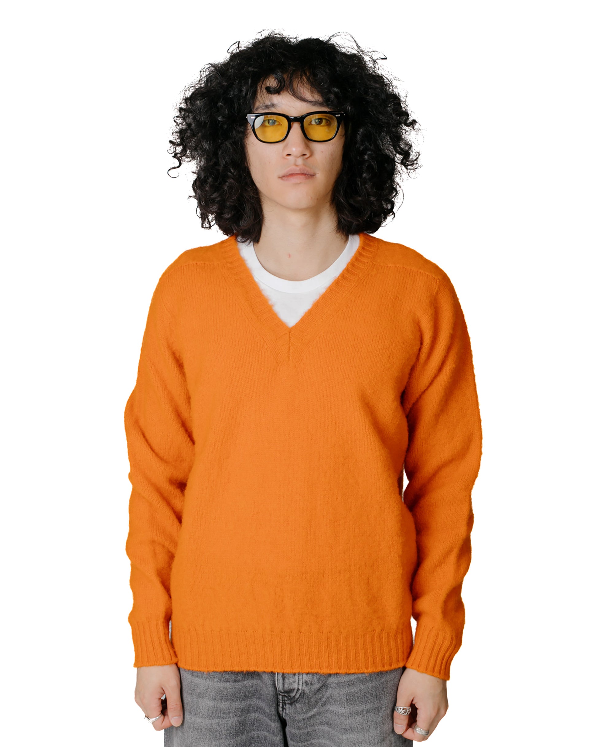 Howlin' Shaggy Bear V Neck Tangerine Dream Model Front