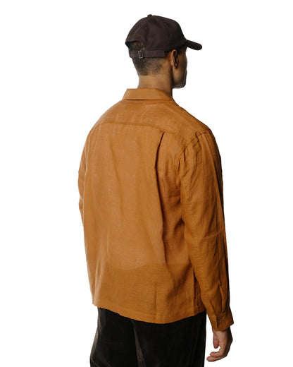 James Coward Workshop Shirt Terracotta Linen Model Back