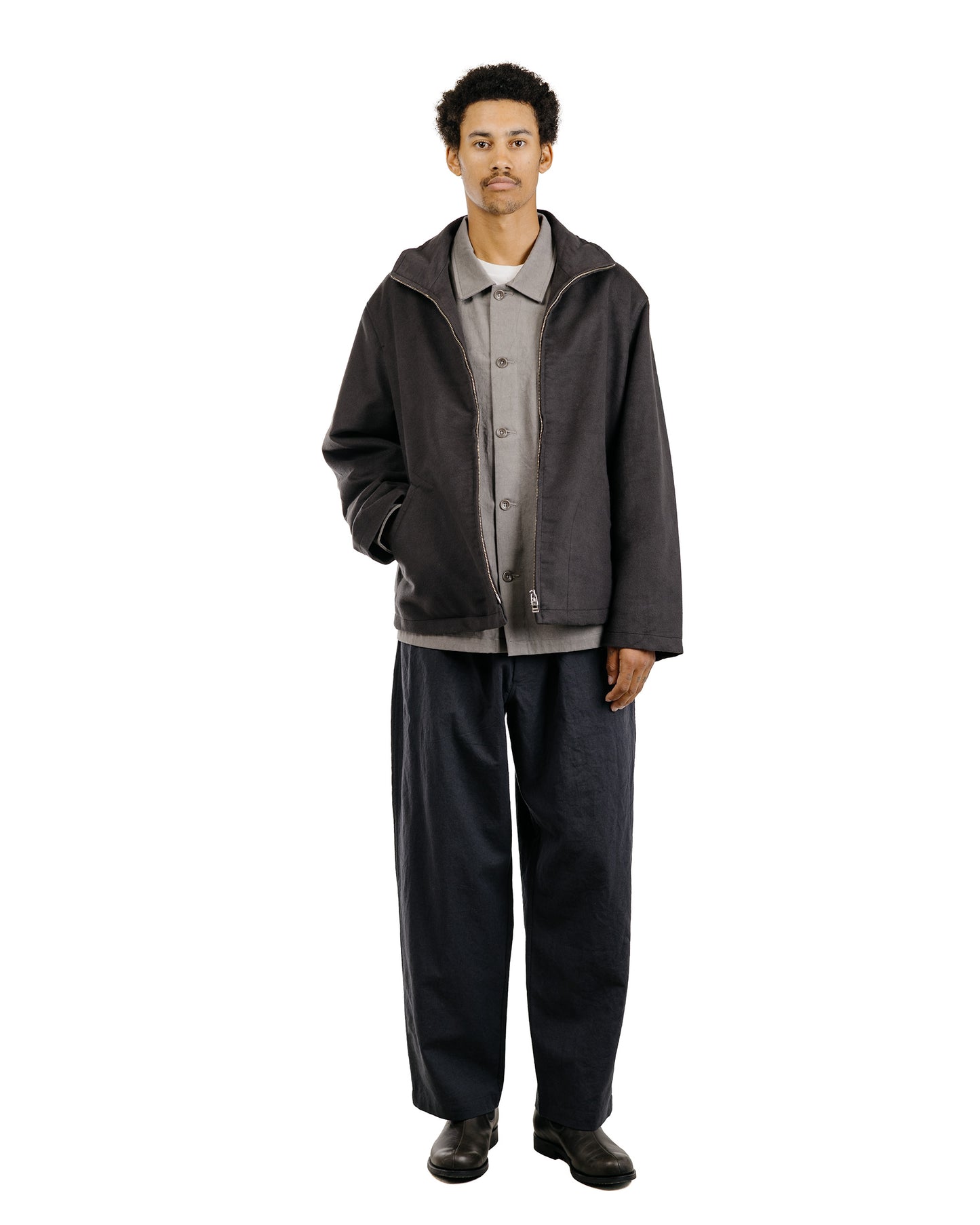 James Coward Circuit Jacket Charcoal Cotton Silk Moleskin
