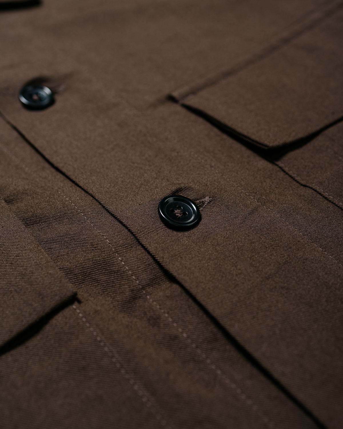 James Coward Double Pocket Overshirt Cotton/Wool Twill Dark Brown