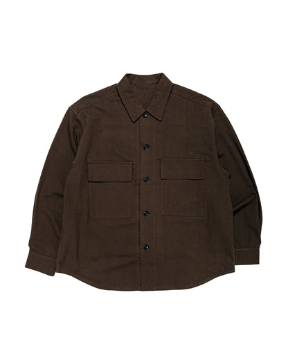 James Coward Double Pocket Overshirt Cotton/Wool Twill Dark Brown