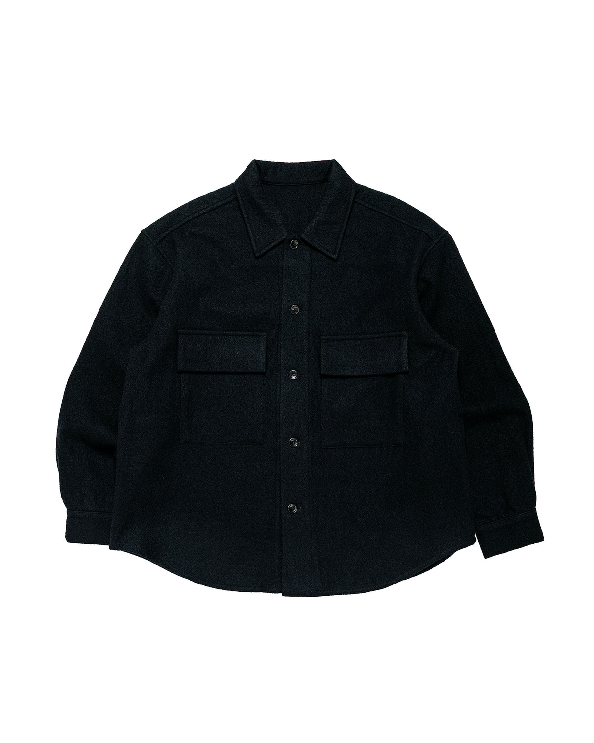 James Coward Double Pocket Overshirt Piece Dyed Wool Twill Black
