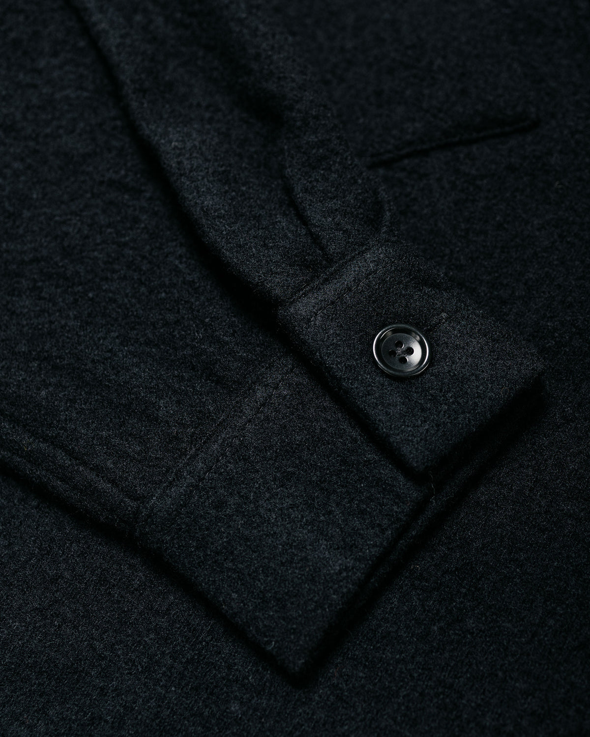 James Coward Double Pocket Overshirt Piece Dyed Wool Twill Black
