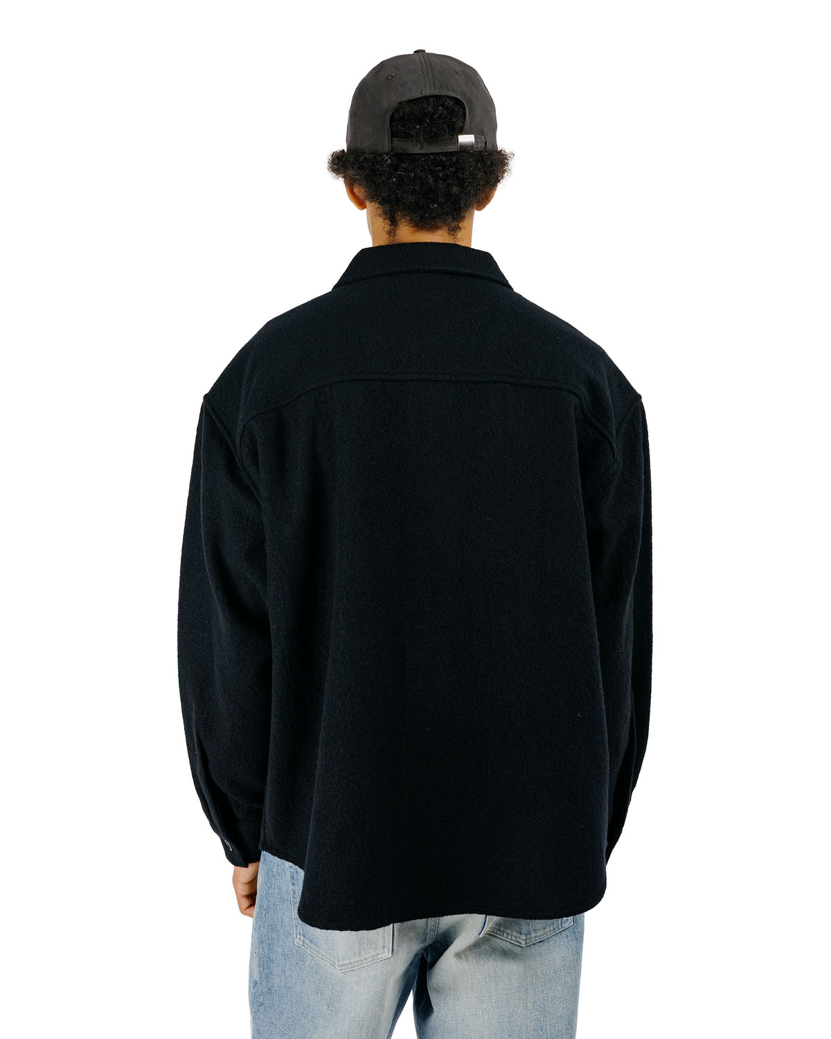 James Coward Double Pocket Overshirt Piece Dyed Wool Twill Black