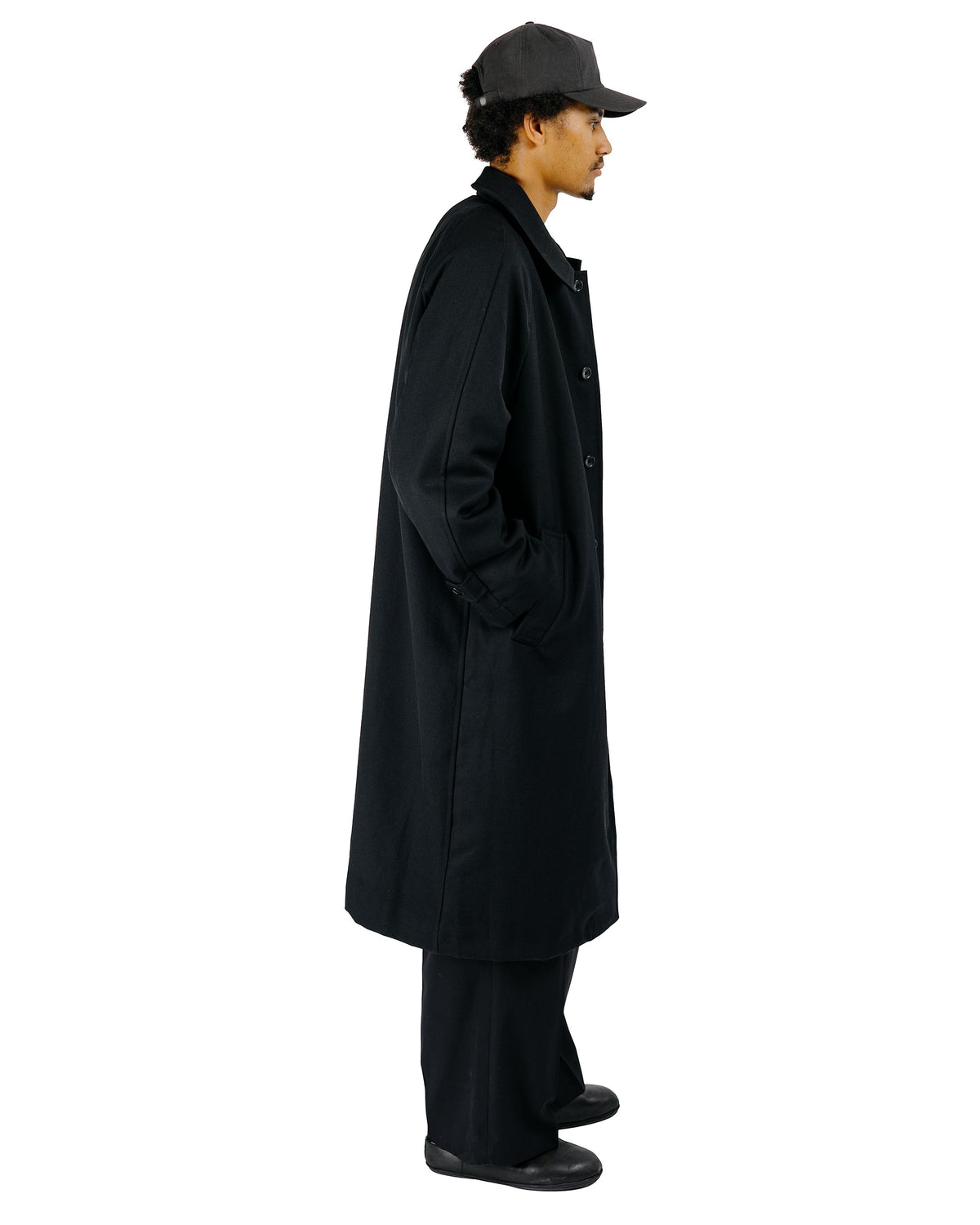 James Coward Draft Coat Heavyweight Wool Gabardine Black