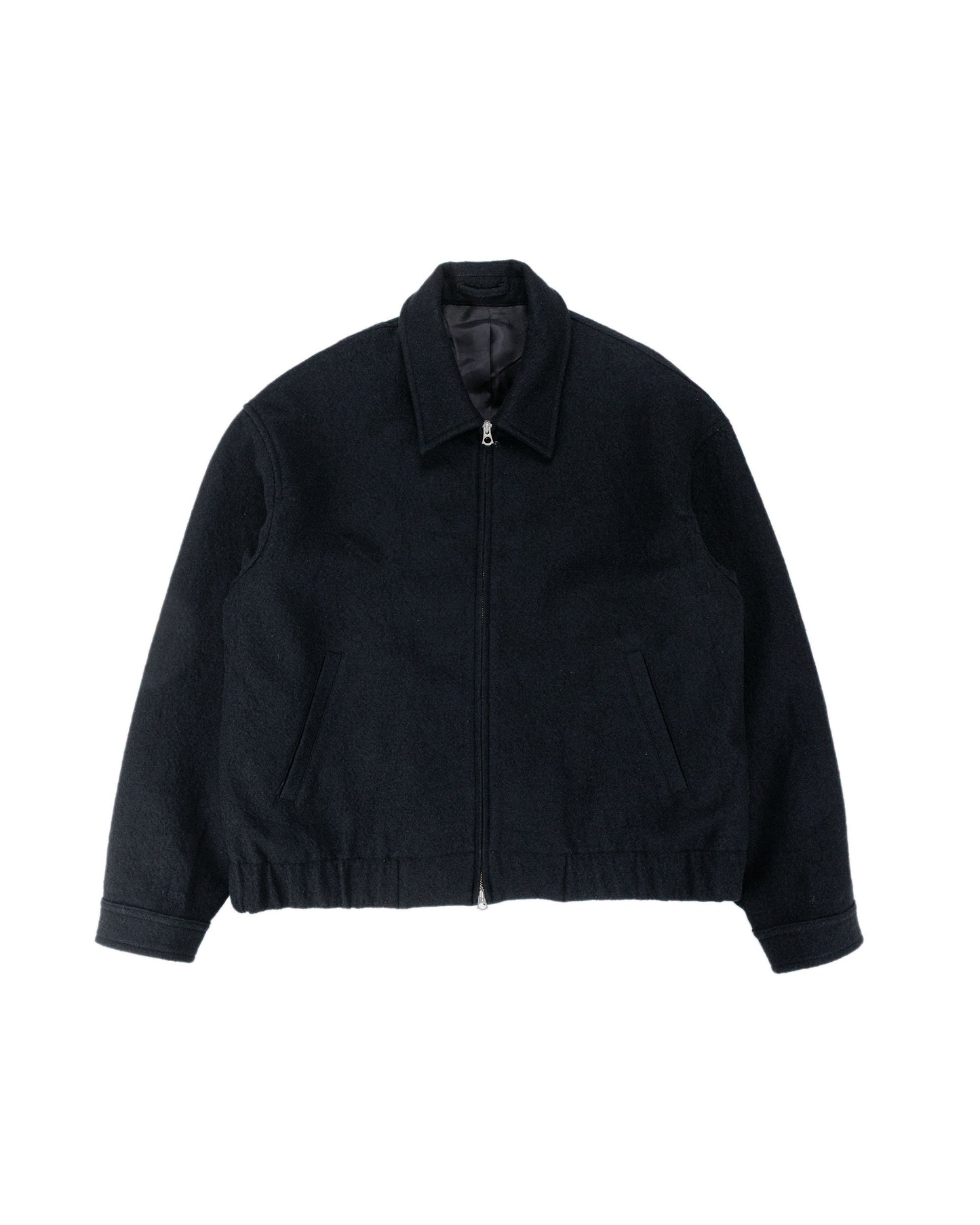 James Coward Machine Jacket Piece Dyed Black Wool Flannel