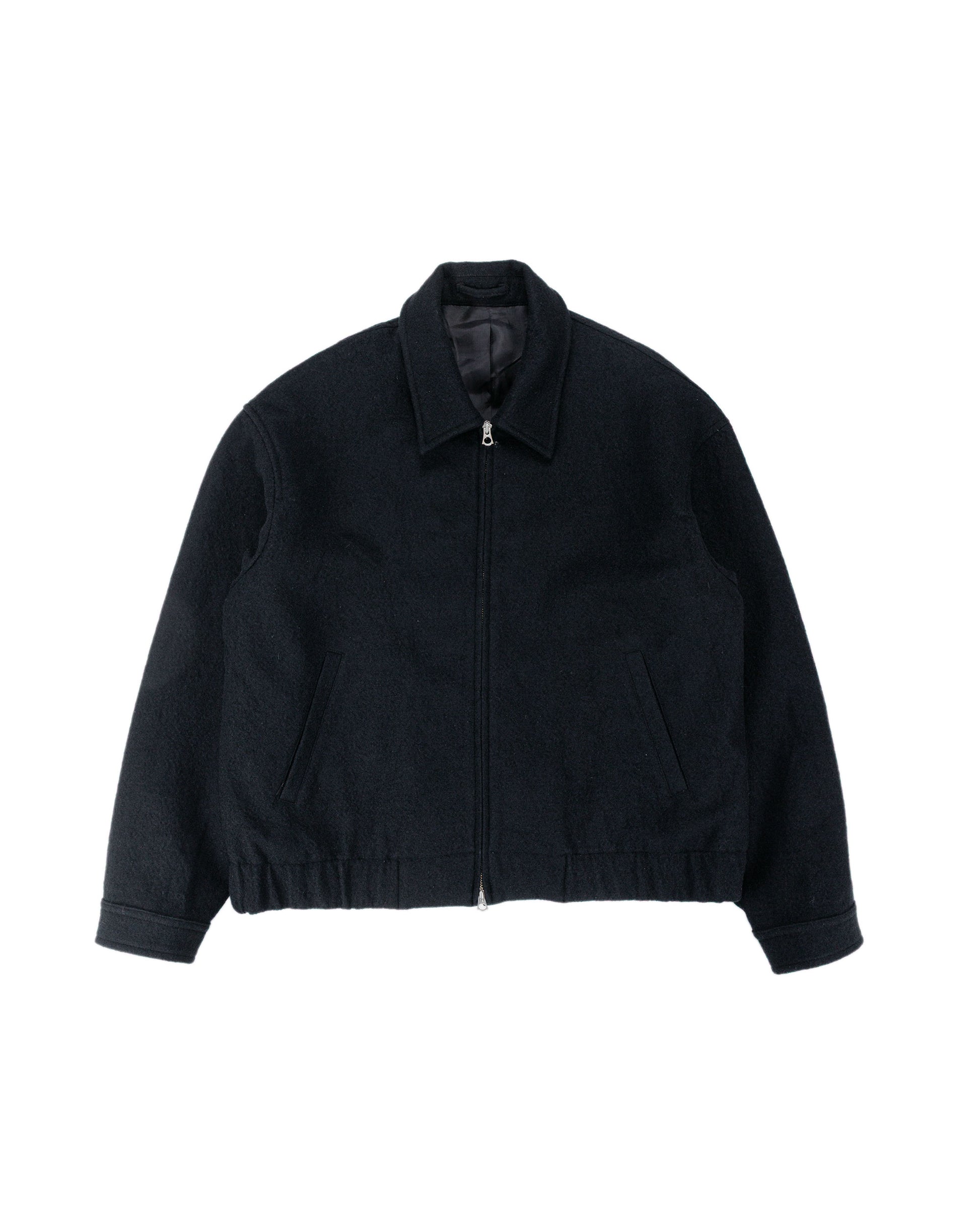 James Coward Machine Jacket Piece Dyed Black Wool Flannel