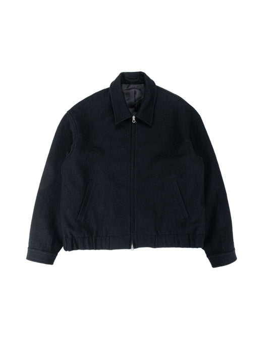 James Coward Machine Jacket Piece Dyed Black Wool Flannel