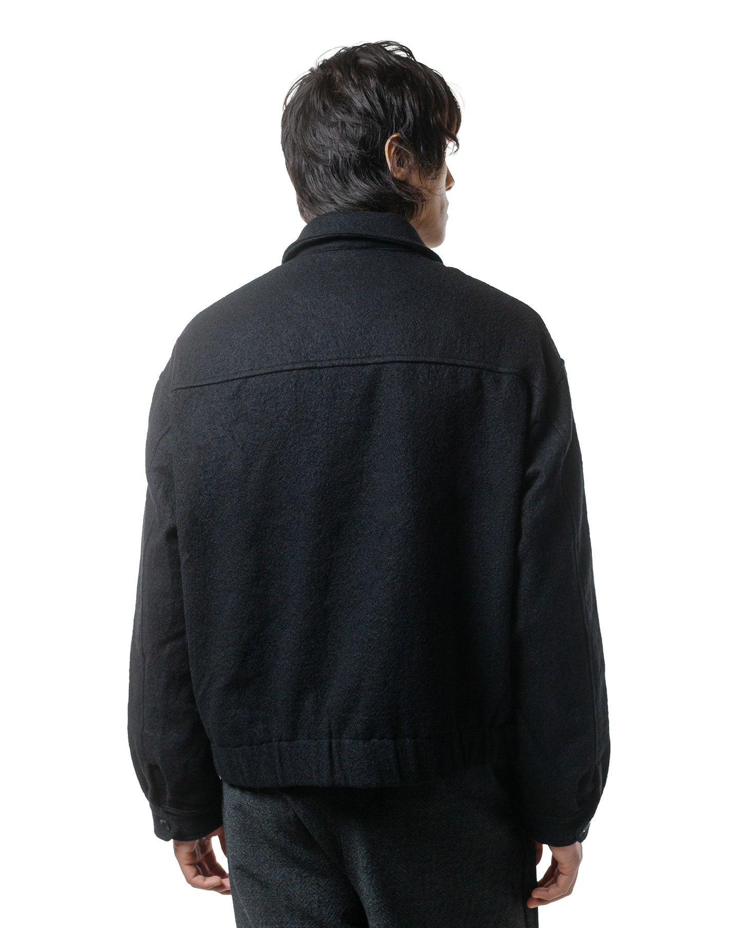 James Coward Machine Jacket Piece Dyed Black Wool Flannel