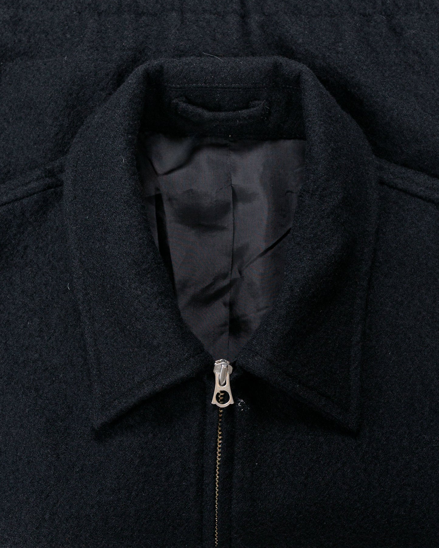 James Coward Machine Jacket Piece Dyed Black Wool Flannel