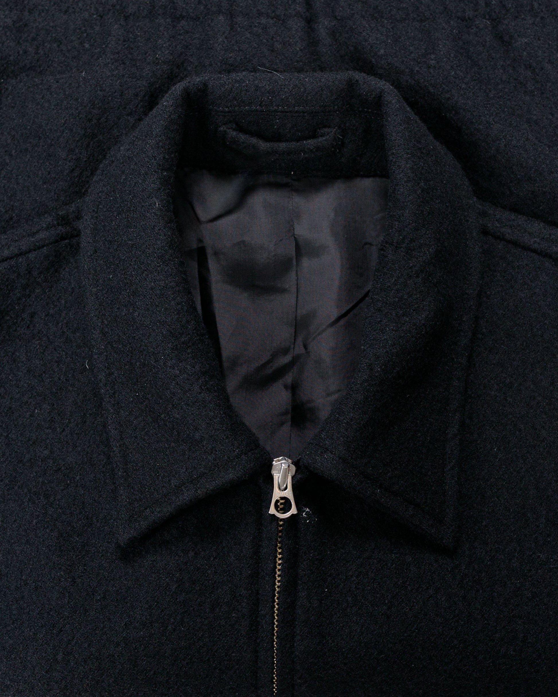 James Coward Machine Jacket Piece Dyed Black Wool Flannel