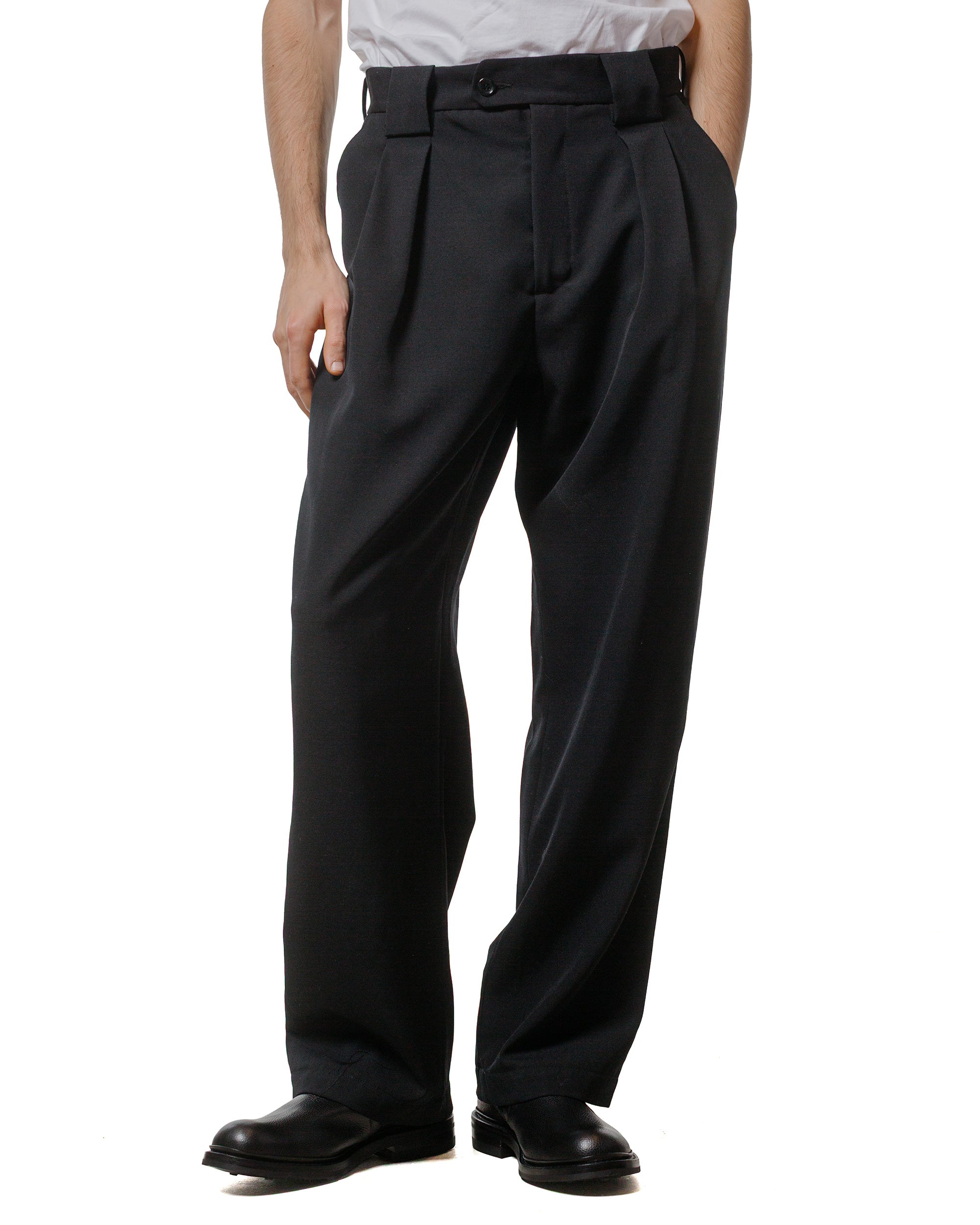 50s vintage wool gabardine wide slacks 黒 Graphpaper] グラフペーパー Resin Wool Gabardine Wide Straight