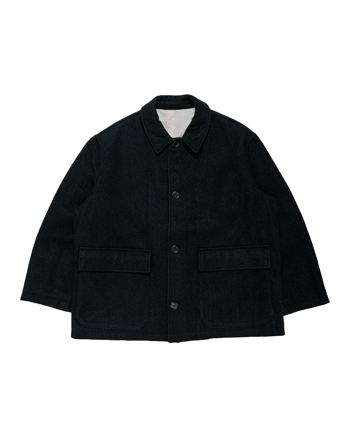 James Coward Sawed Off Mac Piece Dyed Wool Twill Black