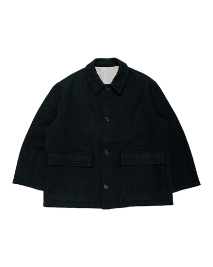 James Coward Sawed Off Mac Piece Dyed Wool Twill Black