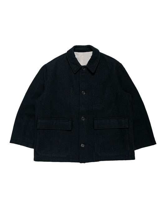 James Coward Sawed Off Mac Piece Dyed Wool Twill Black