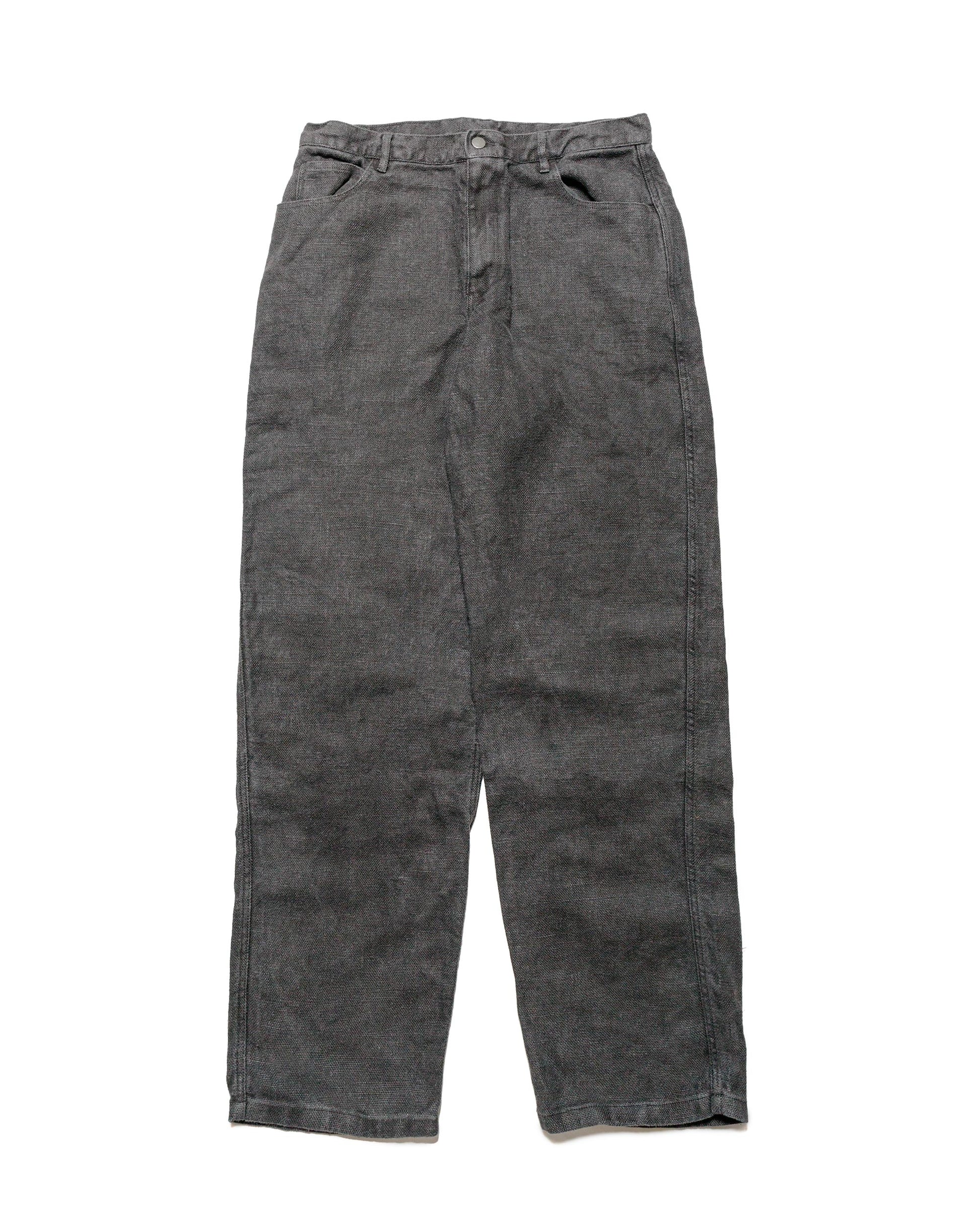 James Coward Set Up Pants Overdyed Charcoal Belgian Linen