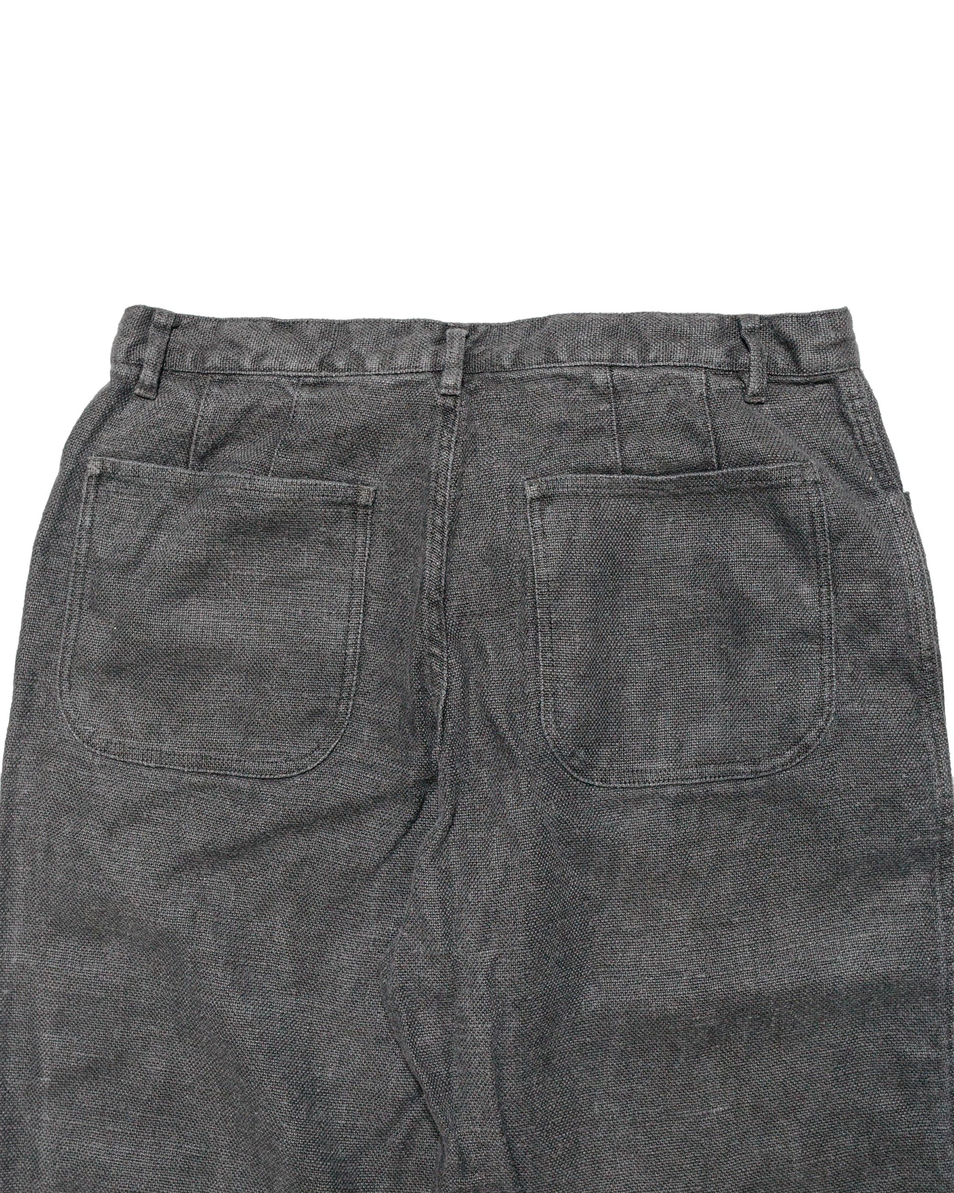 James Coward Set Up Pants Overdyed Charcoal Belgian Linen back