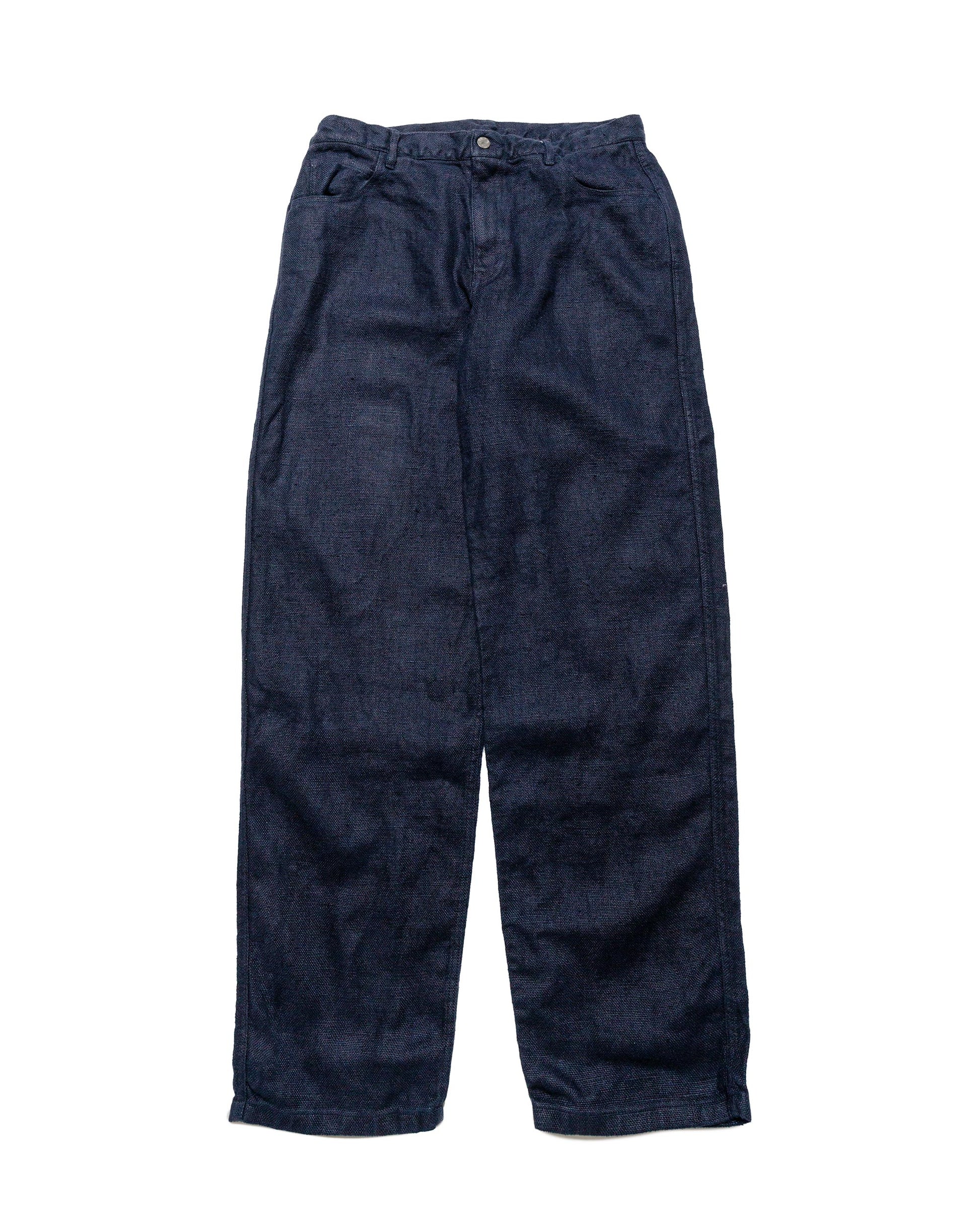 James Coward Set Up Pants Overdyed Indigo Belgian Linen 