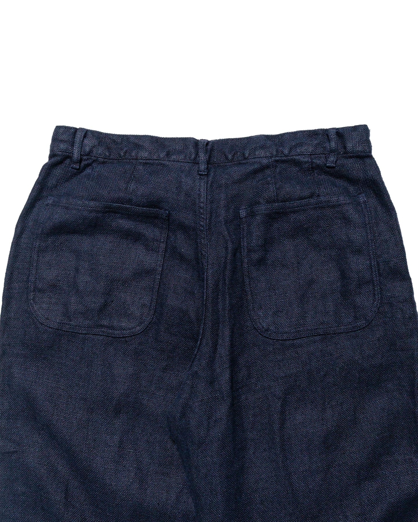 James Coward Set Up Pants Overdyed Indigo Belgian Linen back