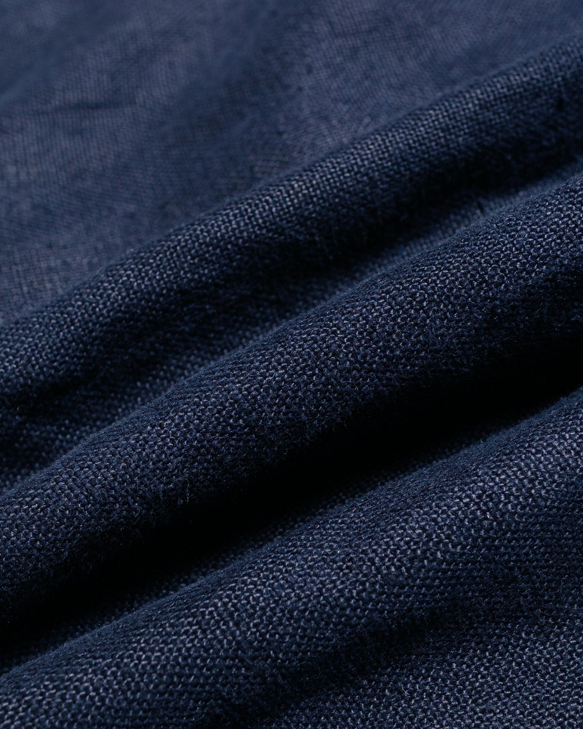 James Coward Set Up Pants Overdyed Indigo Belgian Linen fabric