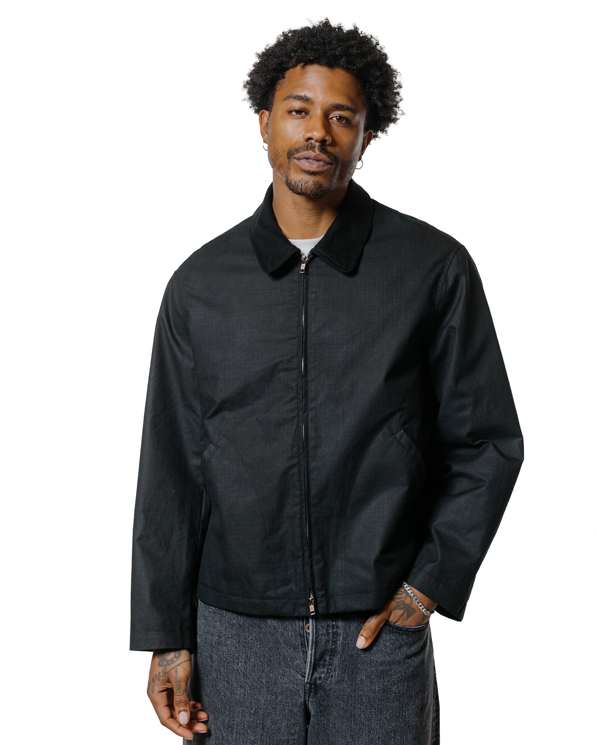 James Coward Site Jacket Black Waxed Organic Cotton Ripstop