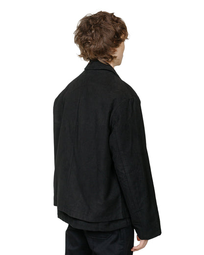 James Coward Site Jacket Dark Black Cotton Moleskin model back