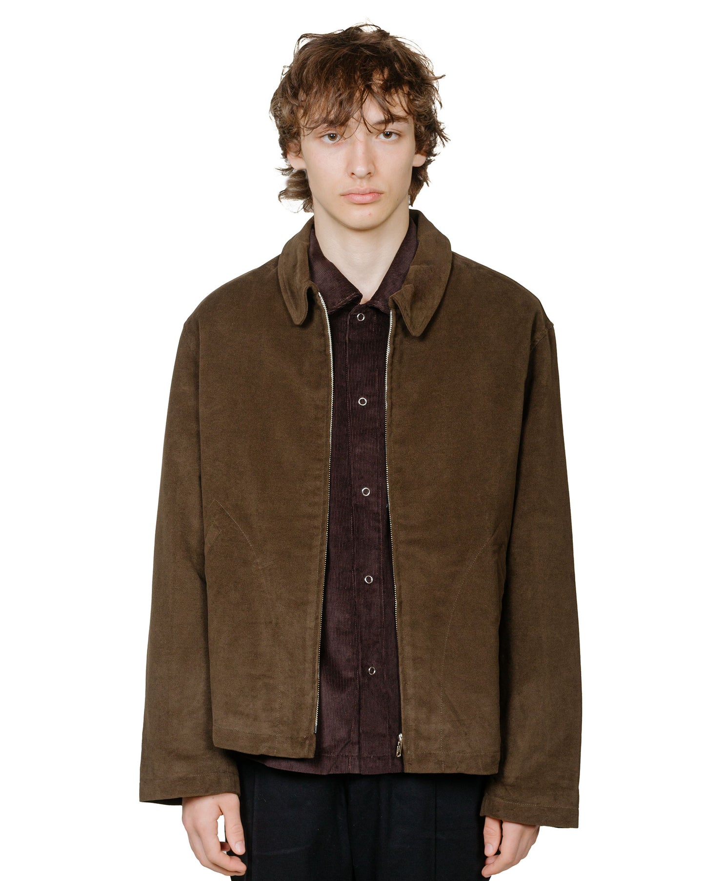 James Coward Site Jacket Dark Brown Cotton Moleskin model front