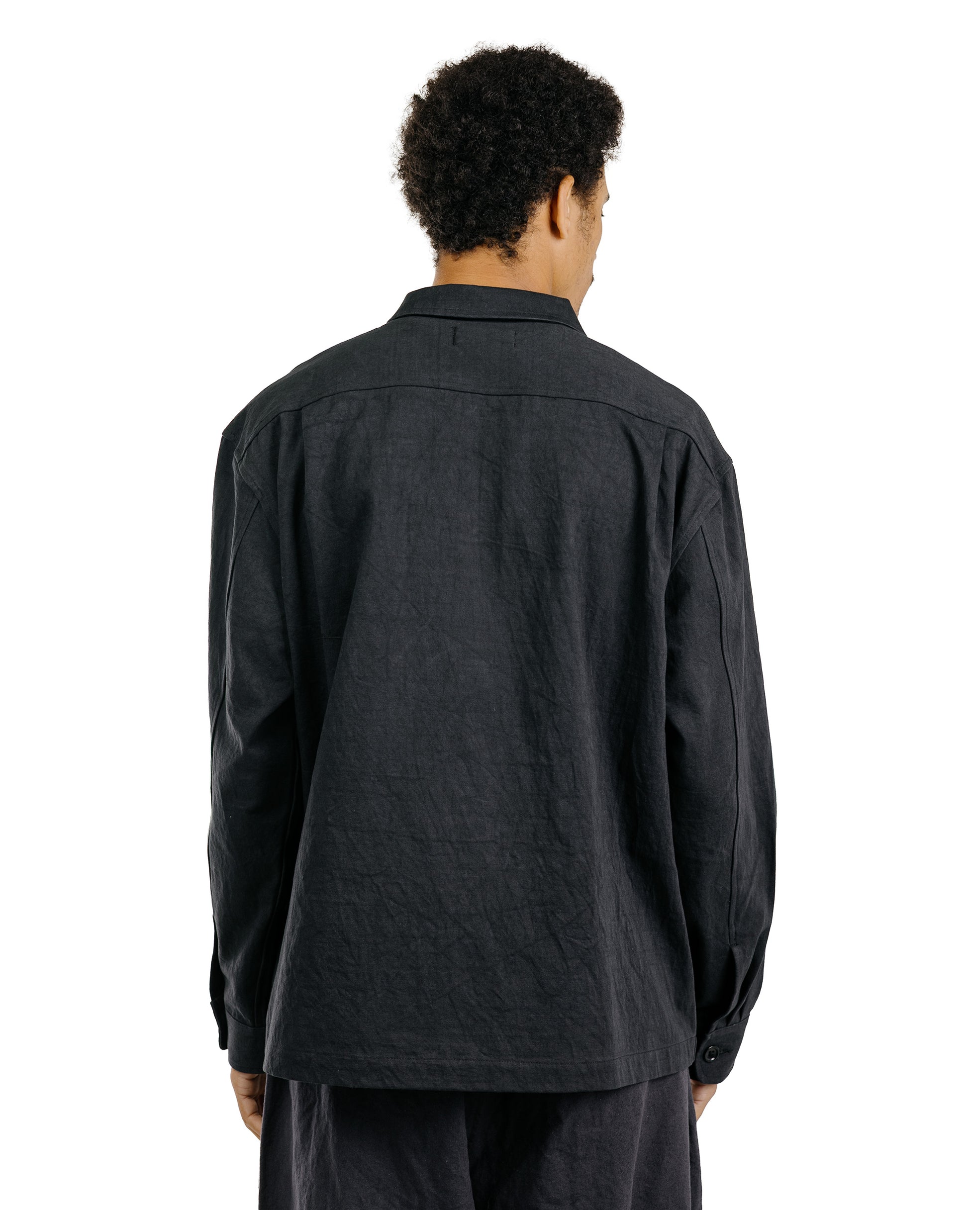 James Coward Travail Shirt Black Satin Drum Cotton