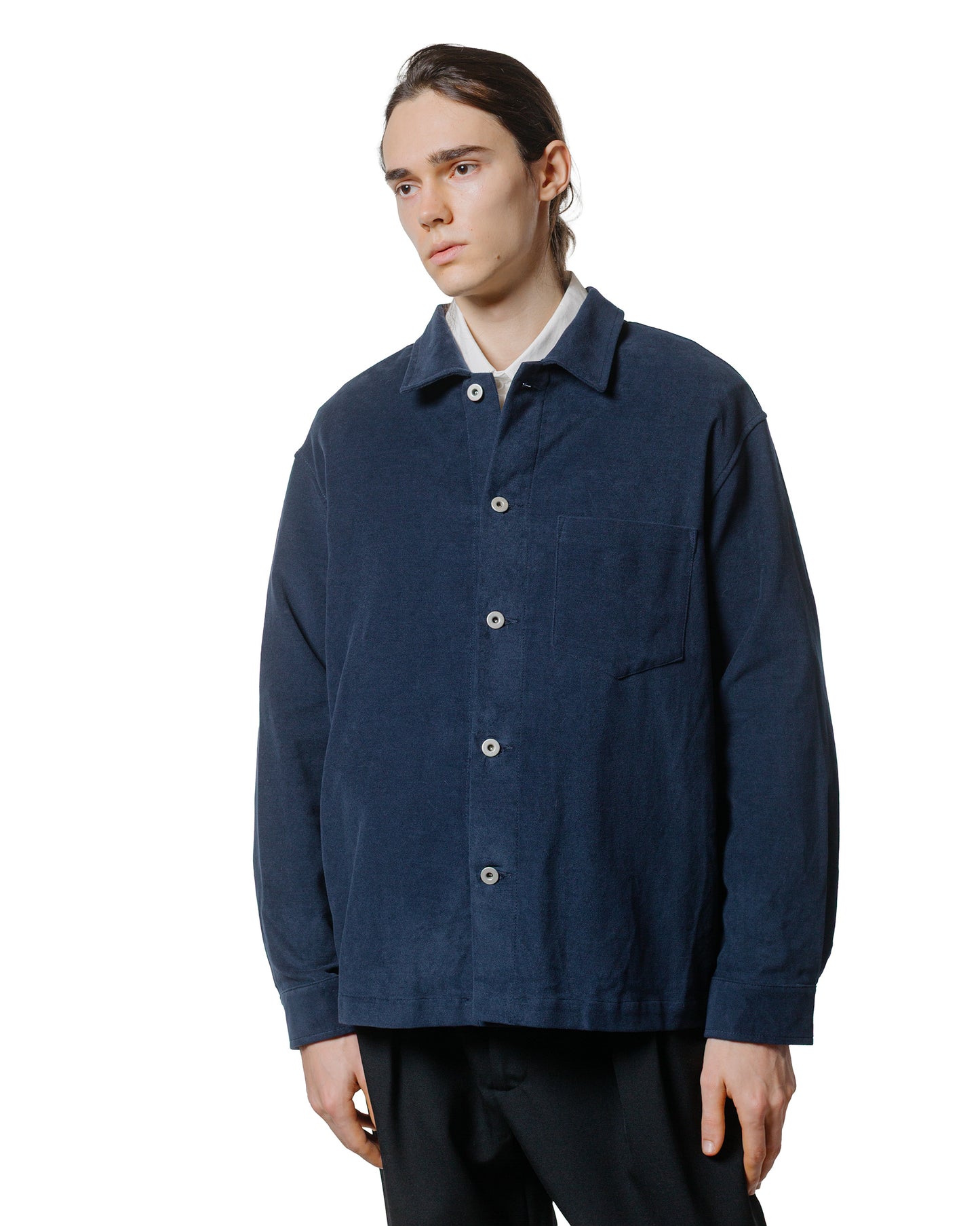 James Coward Travail Shirt Navy Cotton Moleskin