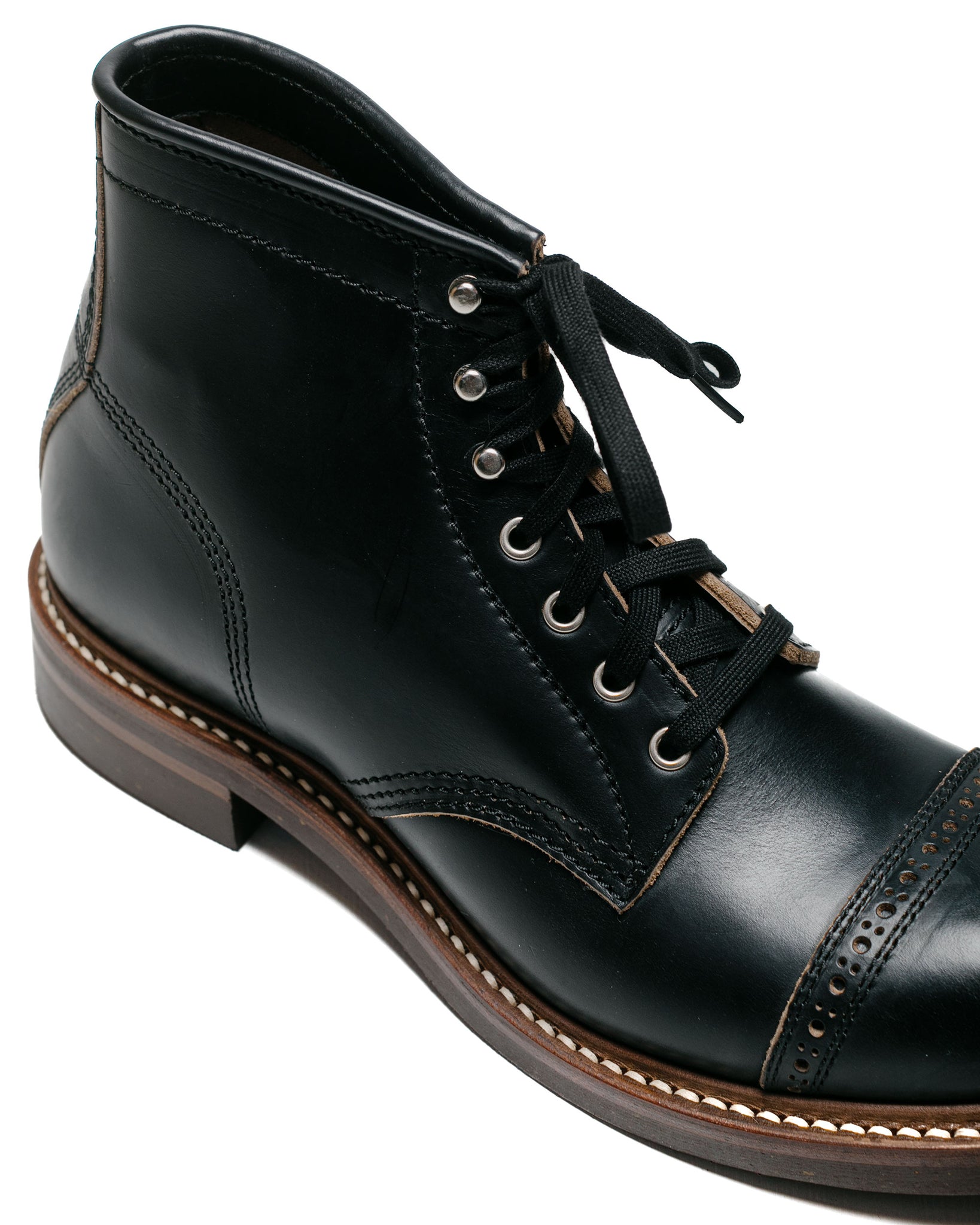 John Lofgren Bootmaker Combat Boots Horween Leather CXL Black close