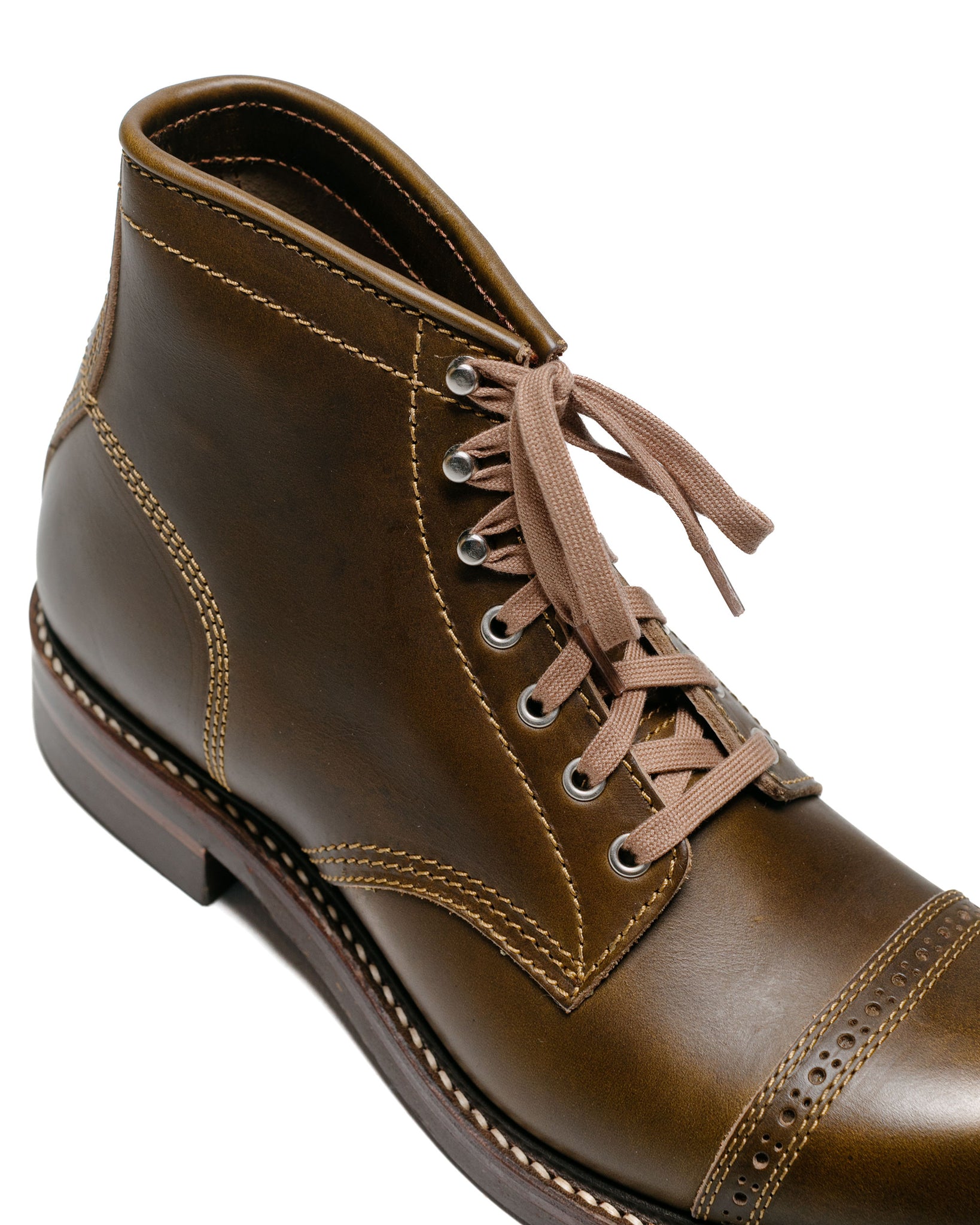 John Lofgren Bootmaker Combat Boots Horween Leather CXL Dark Olive close