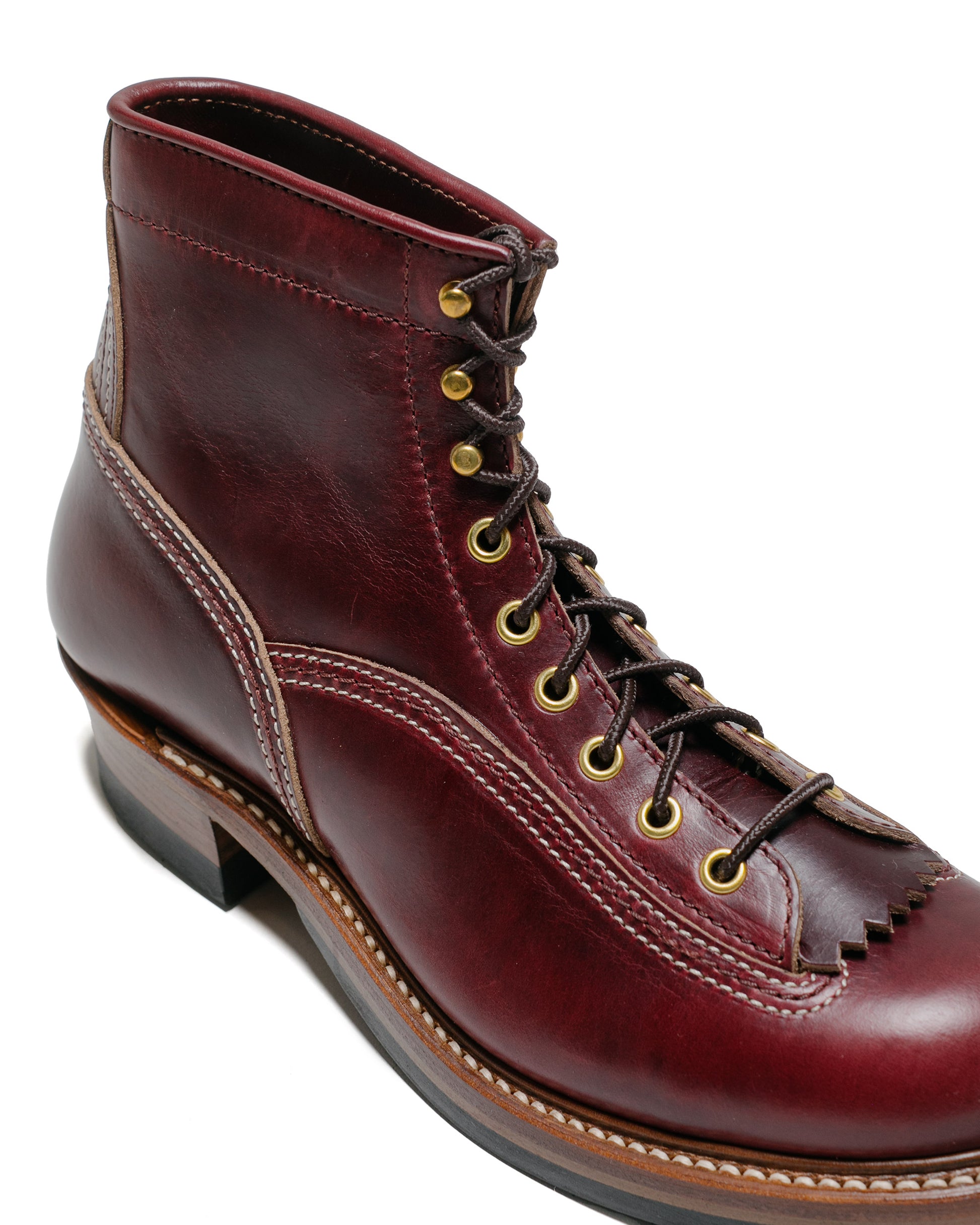 John Lofgren Bootmaker Donkey Puncher Boots Horween Leather CXL Burgundy close