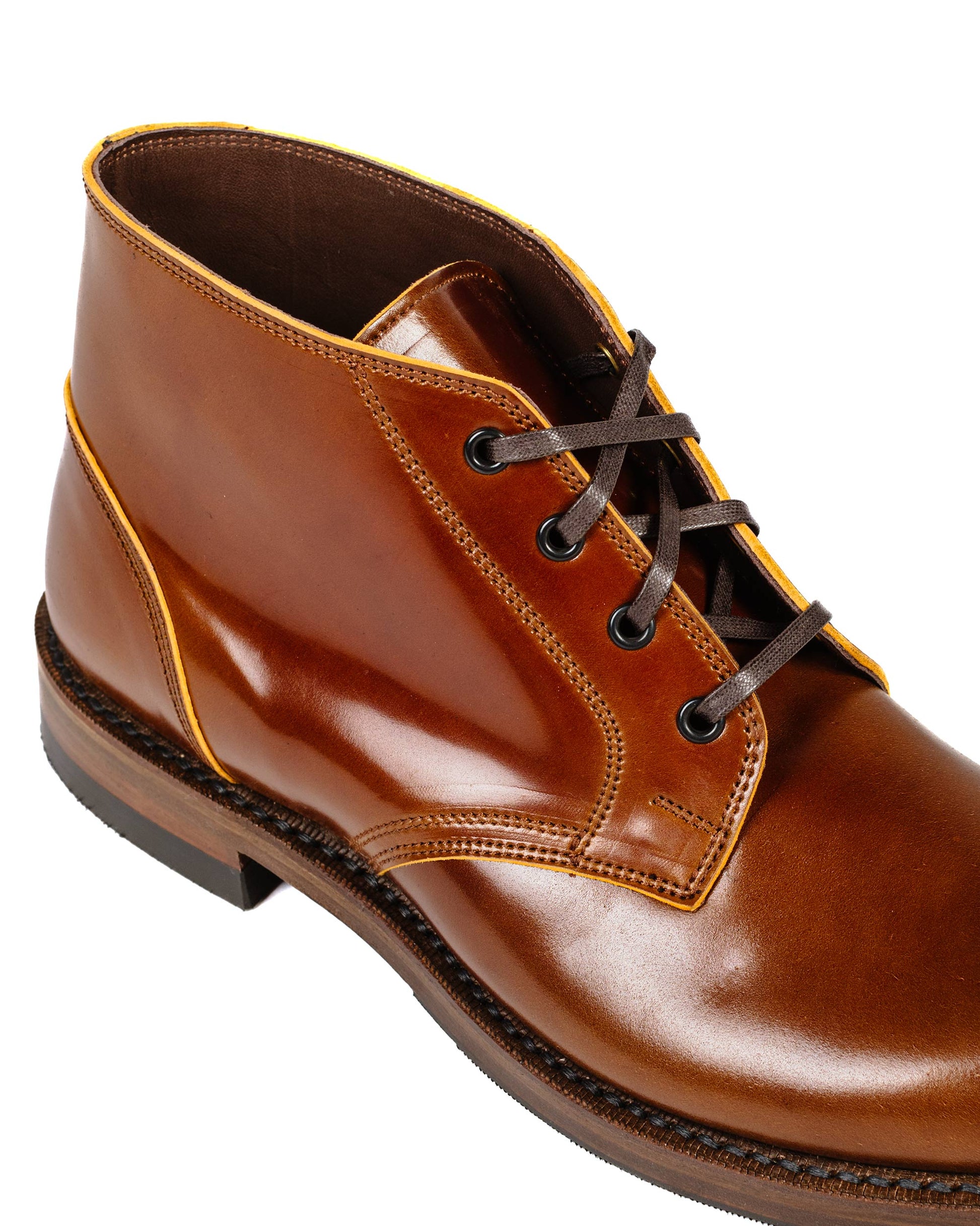 John Lofgren Bootmaker The Steadfast Chukka Boots Shinki Hikaku Shell Cordovan Cognac Close