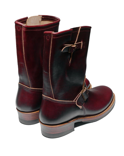 John Lofgren Bootmaker Wabash Engineer Boots Horween CXL Burgundy back side