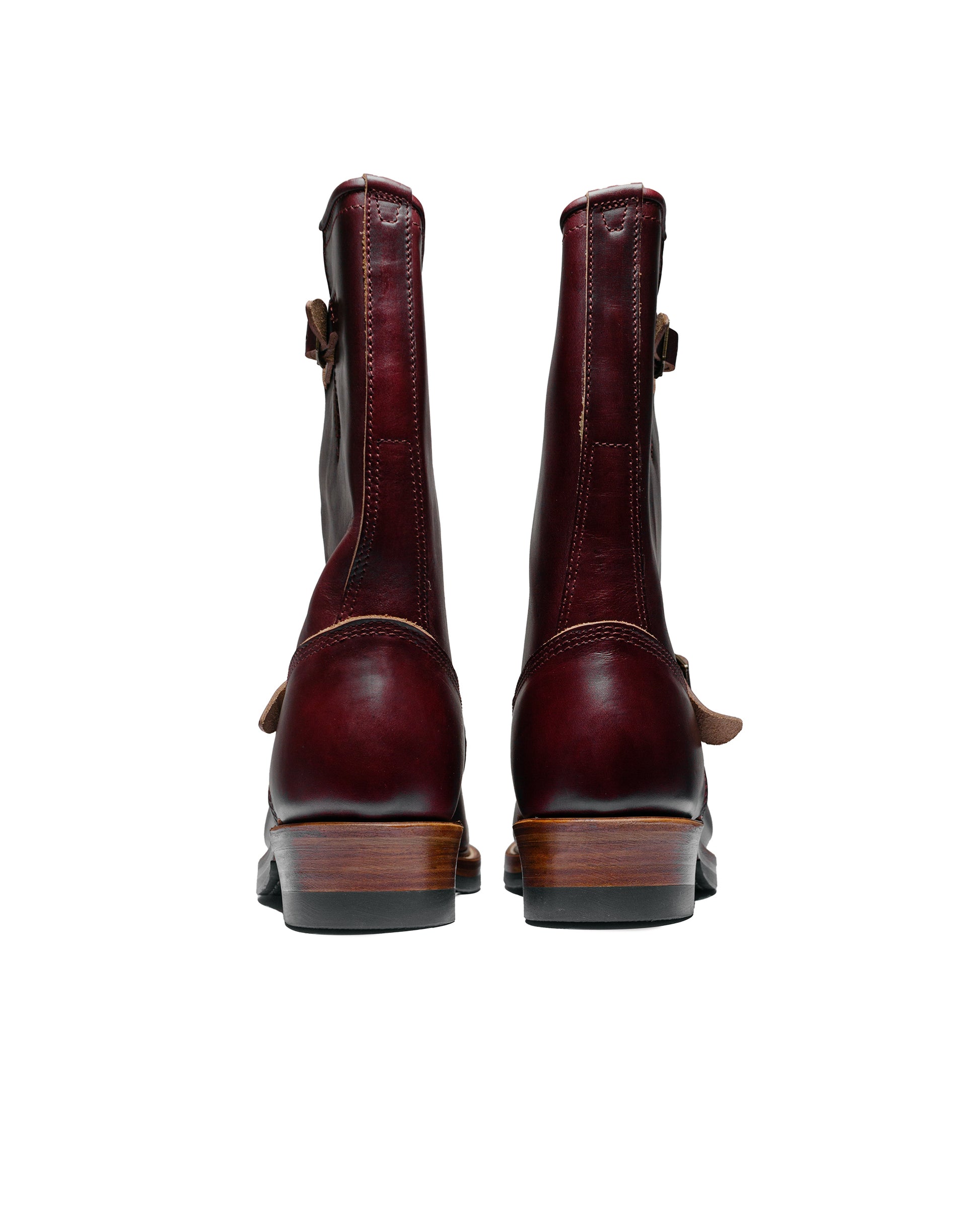 John Lofgren Bootmaker Wabash Engineer Boots Horween CXL Burgundy back