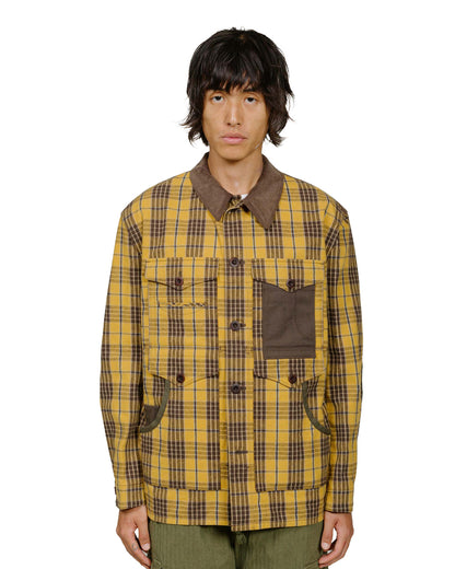 Junya Watanabe MAN Cotton Flannel Check Blouson Yellow/Dark Brown model front