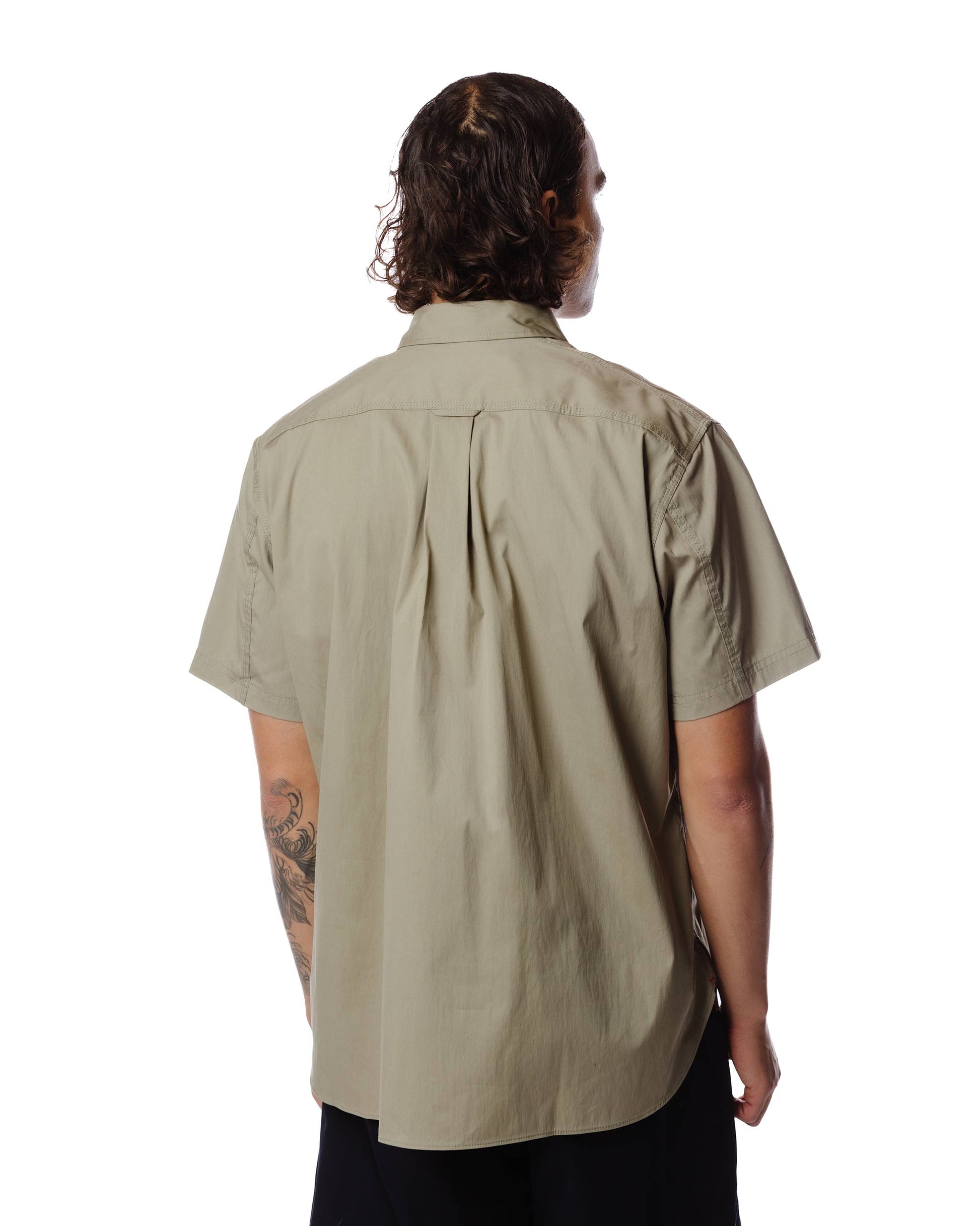 Junya Watanabe MAN Cotton Nylon Work Shirt Khaki Model Rear