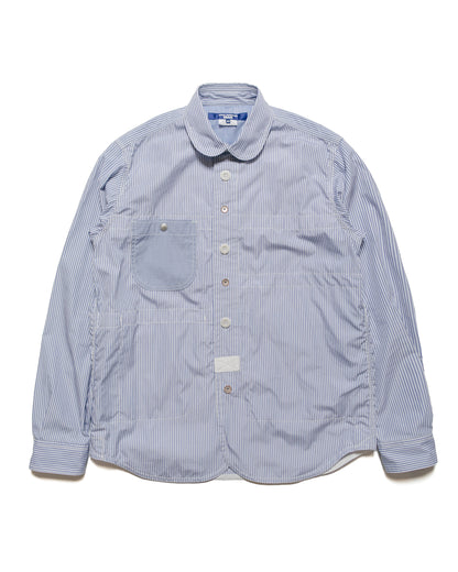 Junya Watanabe MAN Reversible Striped Check Shirt Blue