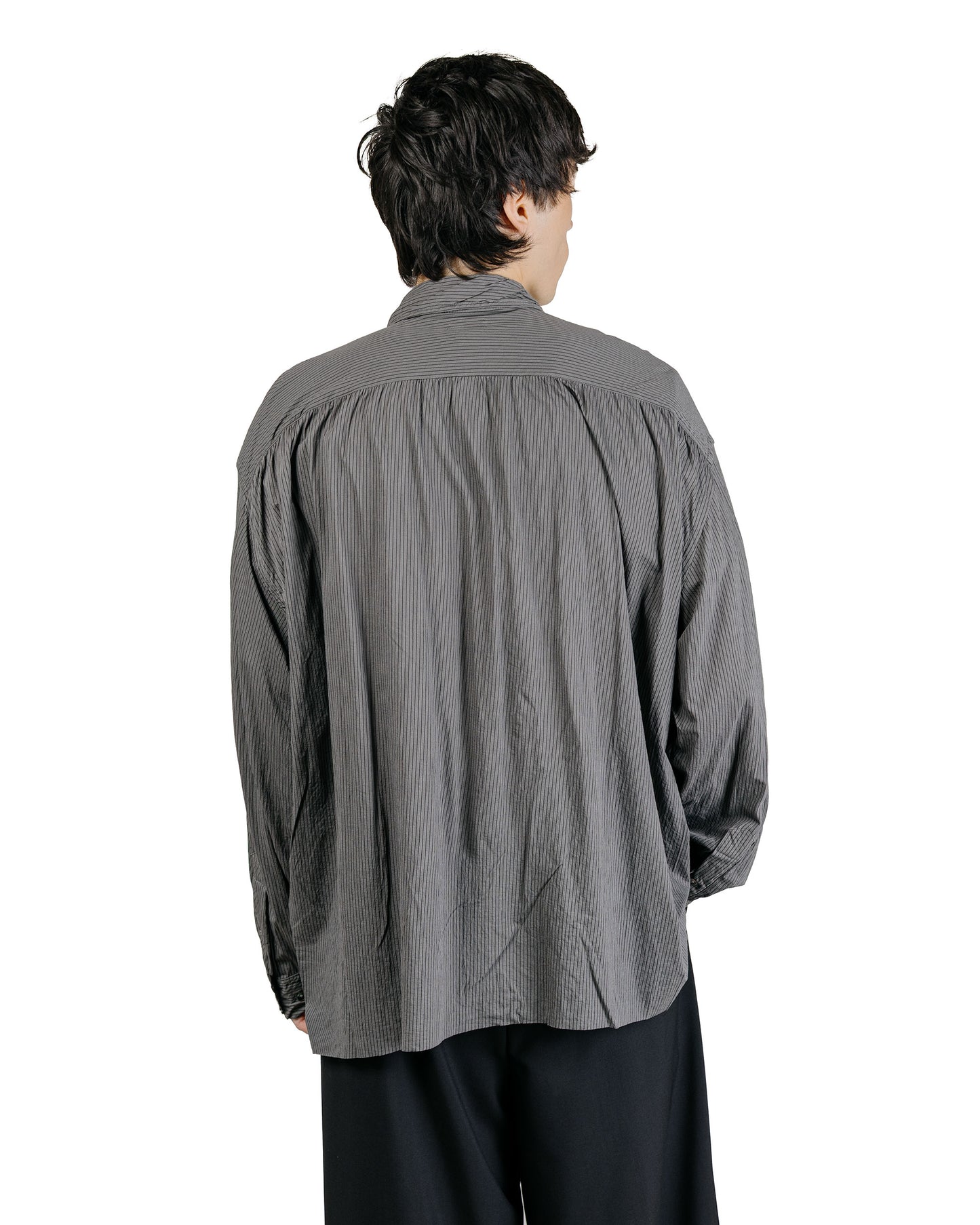 KANEMASA PHIL 46G Stripe Artisan Shirt Charcoal Black Dye