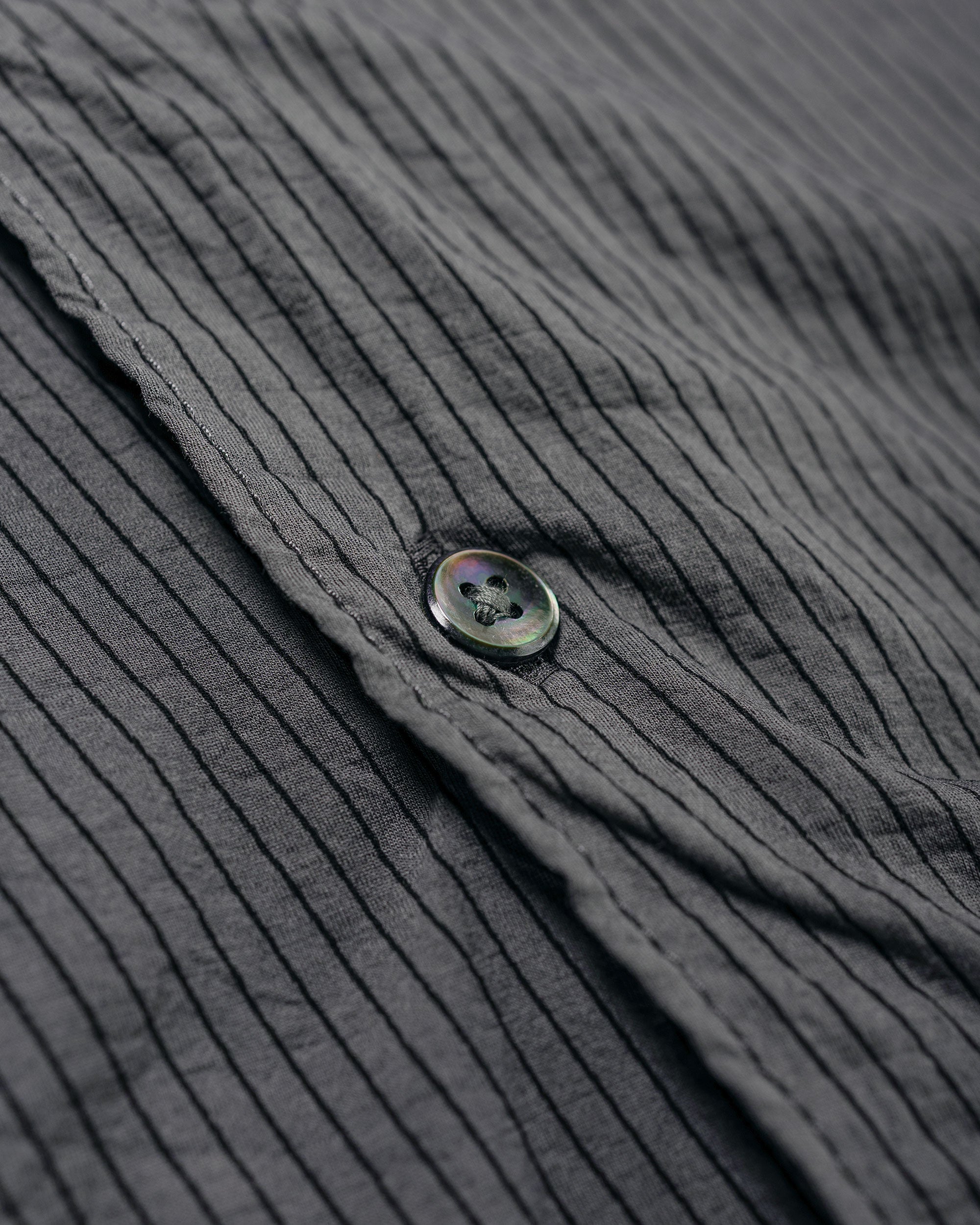 KANEMASA PHIL 46G Stripe Artisan Shirt Charcoal Black Dye