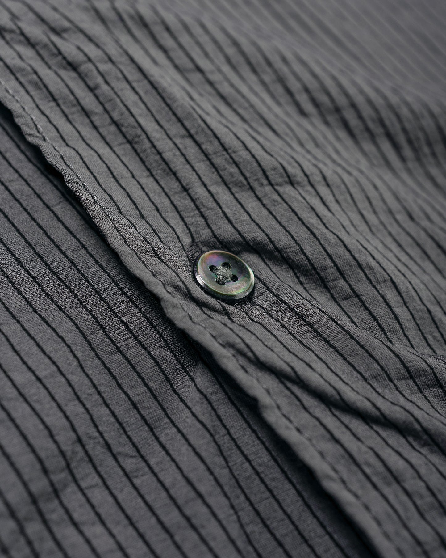 KANEMASA PHIL 46G Stripe Artisan Shirt Charcoal Black Dye