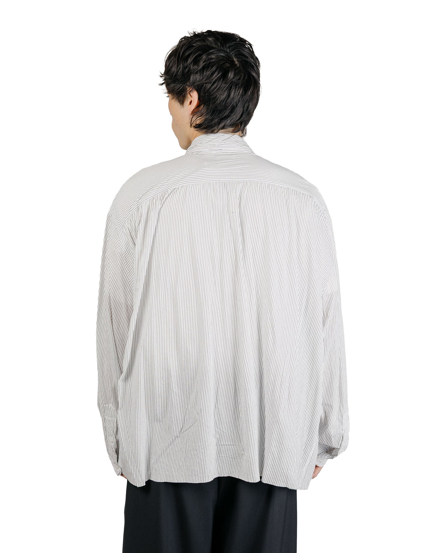KANEMASA PHIL 46G Stripe Artisan Shirt White Black Dye